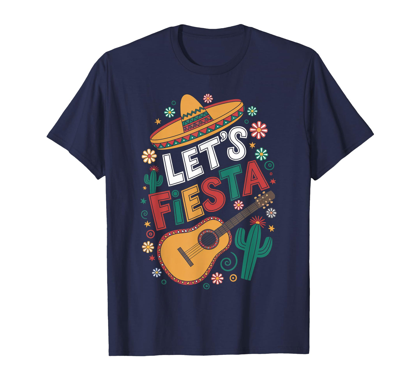 Funny Cinco de Mayo Let’s Fiesta Mexican Sombrero Guitar T-Shirt