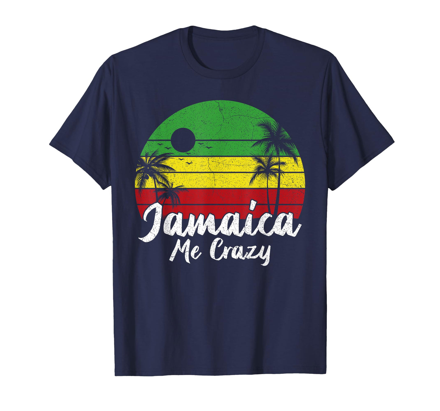 Palm Tree Vintage Retro Sunset Jamaica Me Crazy Summer T-Shirt