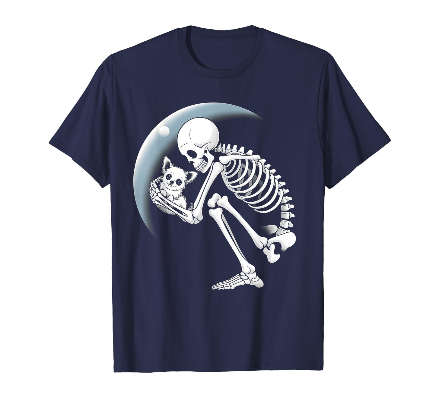 Skeleton Hugging Dog Halloween Chihuahua Lover Mom Dad T-Shirt