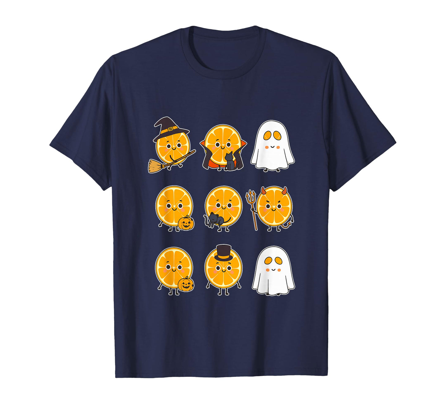 Group Oranges Cosplay Witch Boo Ghosts Halloween Vegetarian T-Shirt