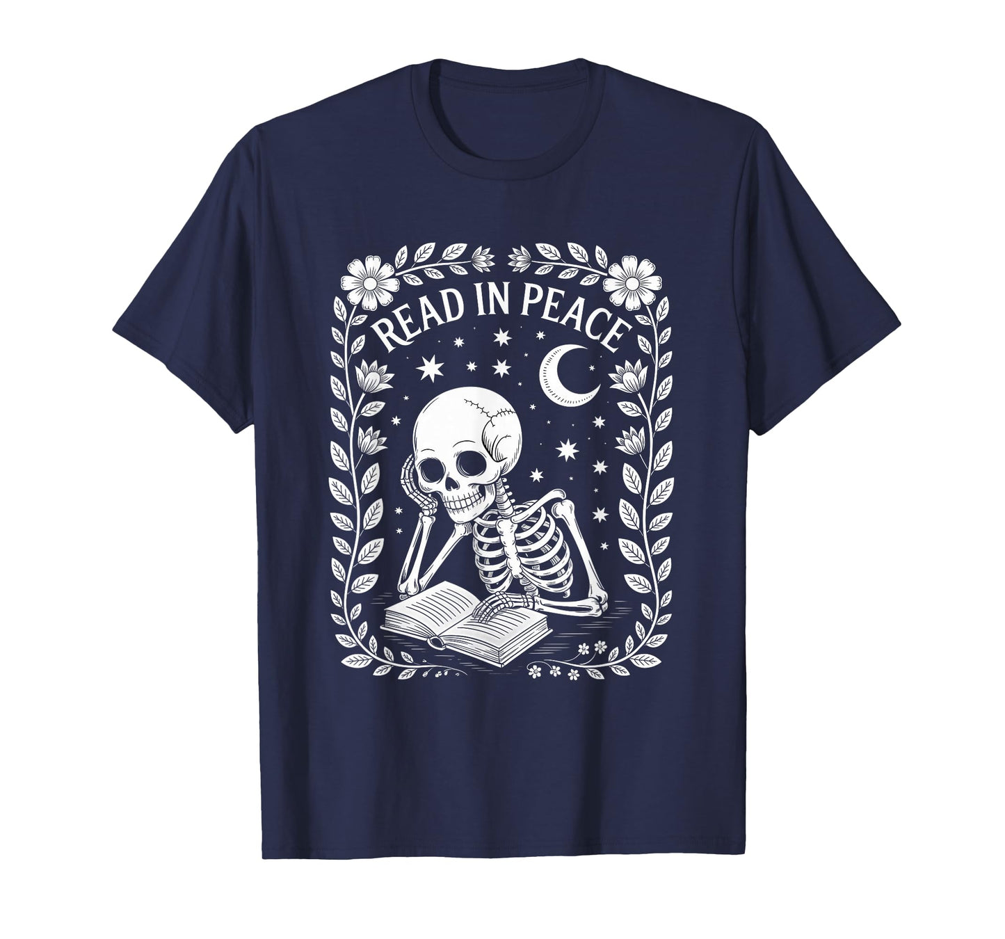 Read in Peace Skeleton Book Reader Halloween Bookworm T-Shirt