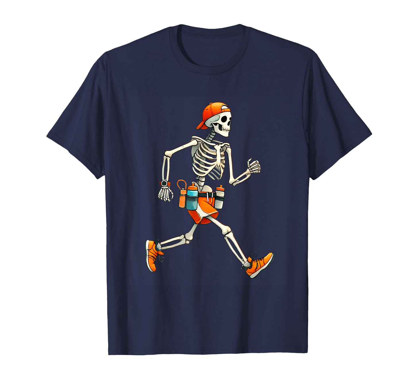 Funny Skeleton Marathon Runner Halloween Running Men Boys T-Shirt