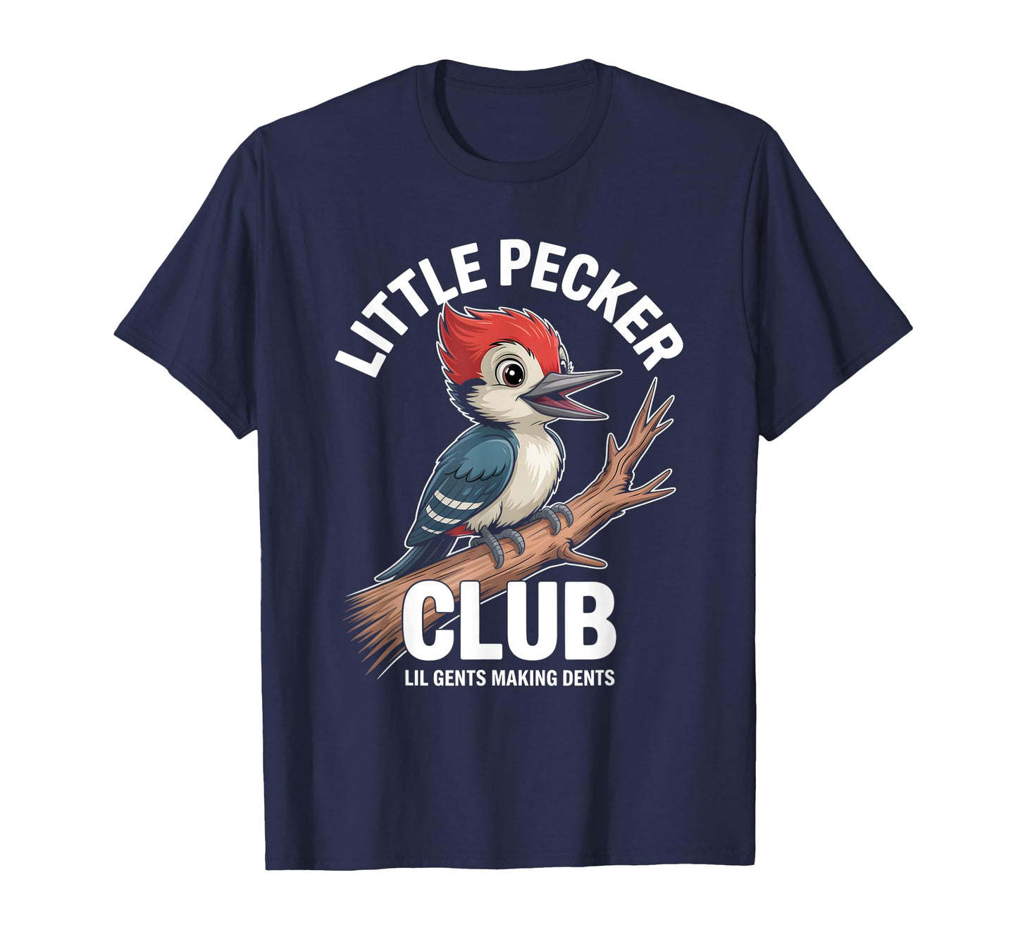 Little Pecker Club Cute Woodpecker Design T-Shirt