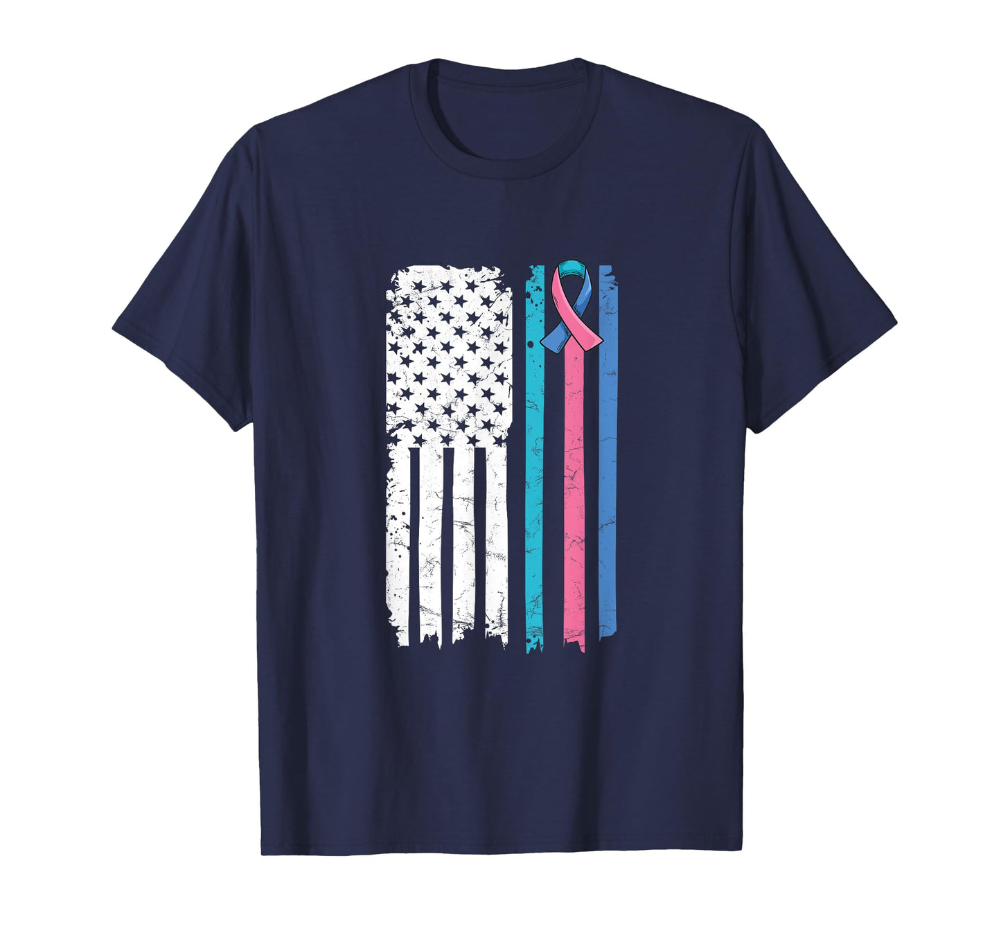 Fight Thyroid Cancer American Flag Quote Thyroid Cancer Awareness Quote for a Thyroid Cancer Warrior T-Shirt, Black