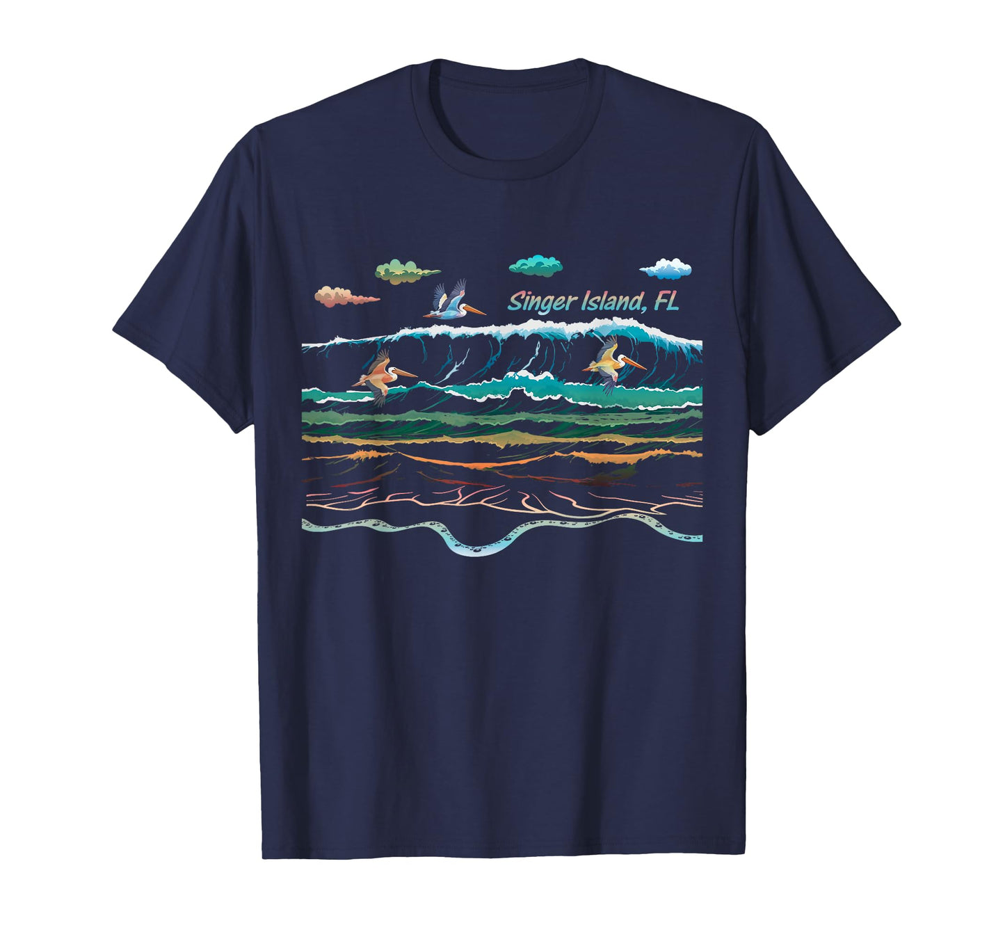 Singer Island FL Florida Waves Pelican Bird Watching T-Shirt