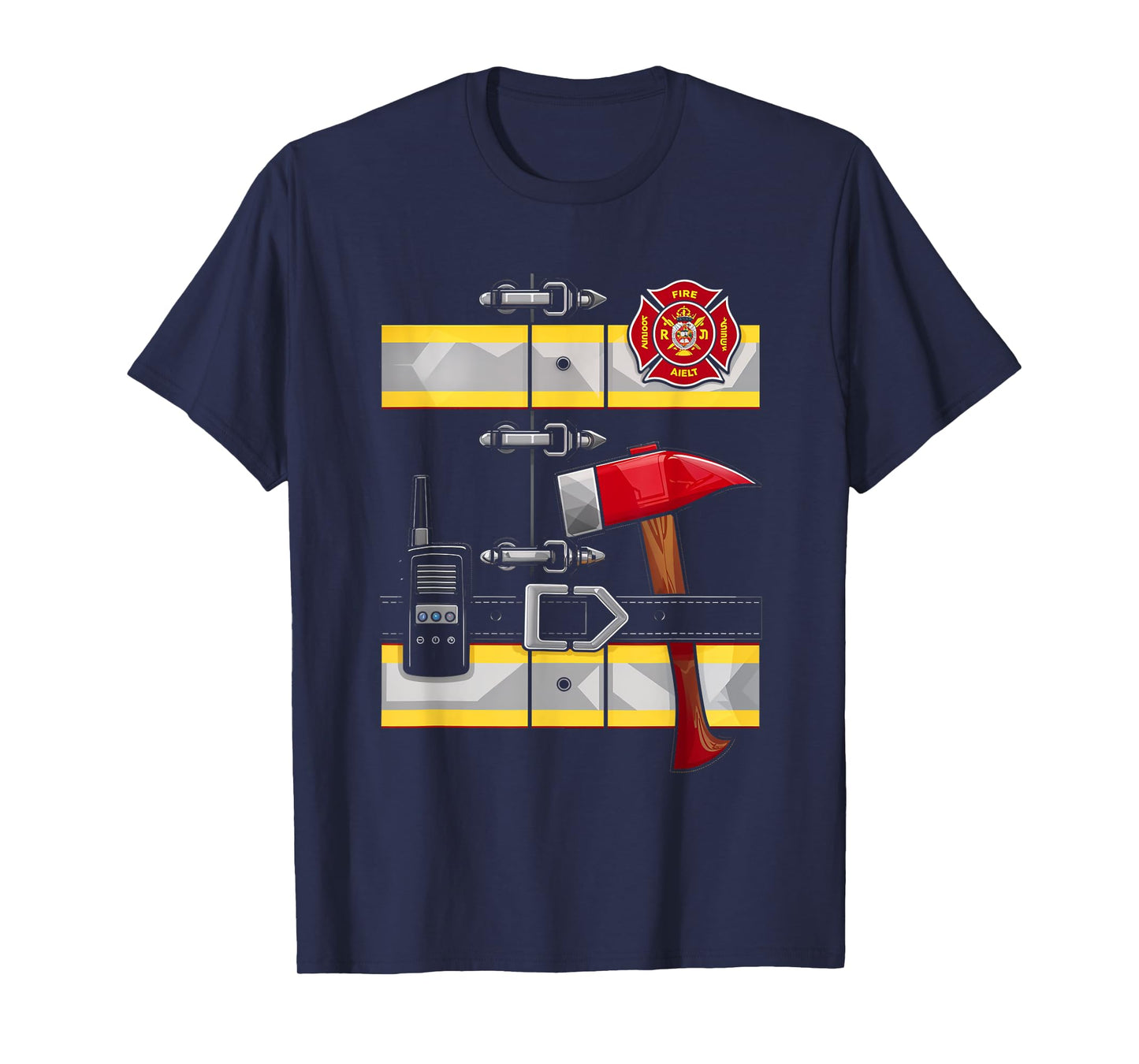 Firefighter Costume Fireman Axe Radio Halloween T-Shirt