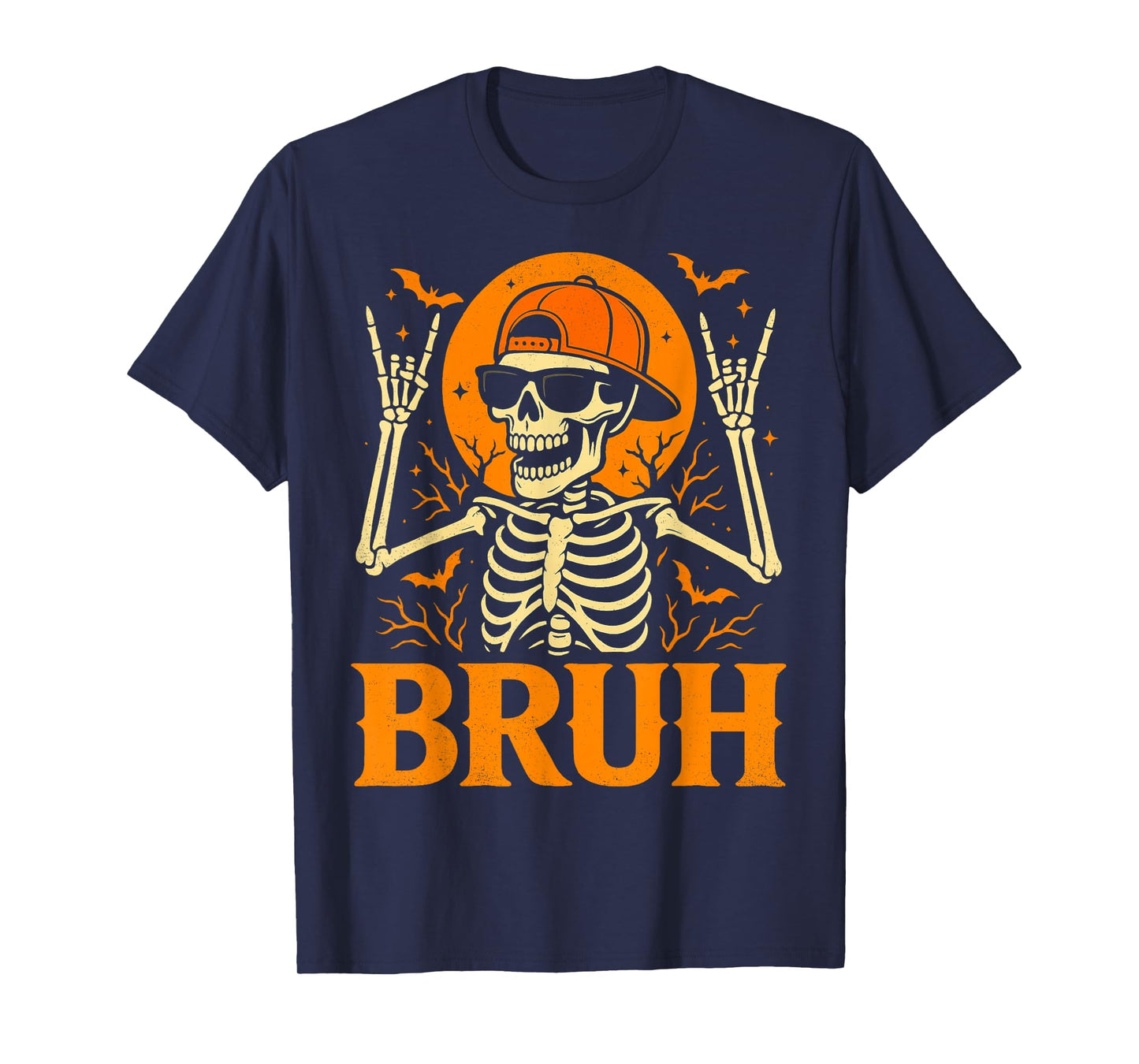 Cool Bruh Skeleton Rock On Halloween Men Boys Kids T-Shirt