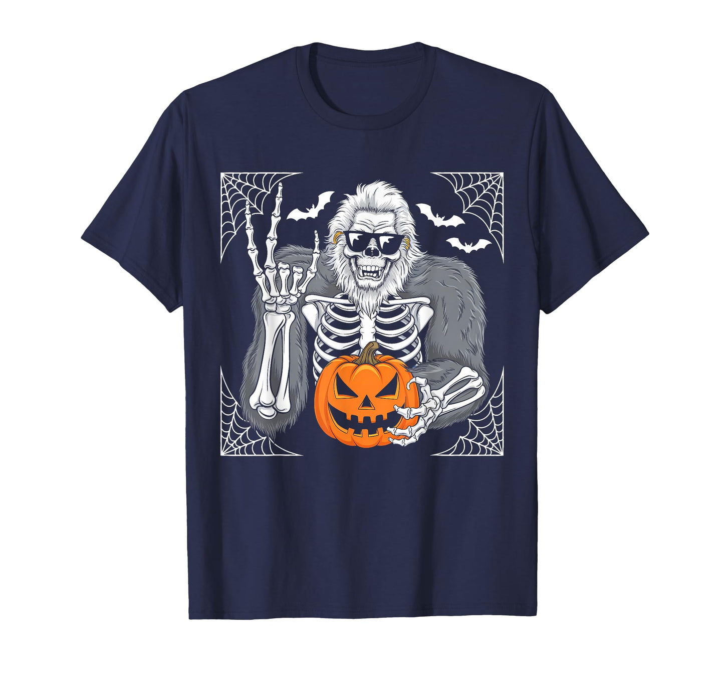 Spooky Bigfoot Jack O Lantern Skeleton Fun Halloween Boys T-Shirt
