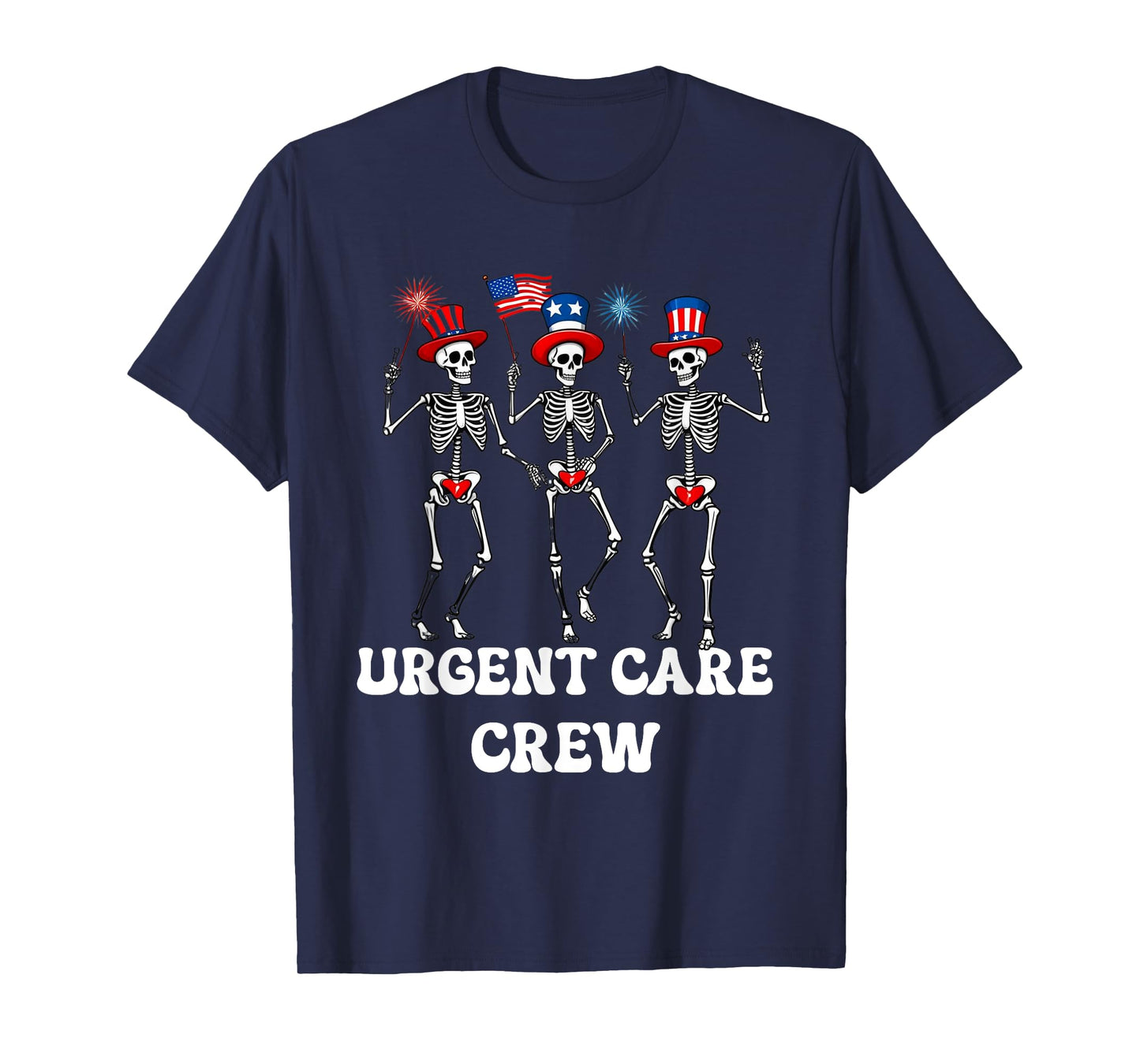 Urgent Care Crew,4th Of July,Dancing Skeleton,American Flag T-Shirt