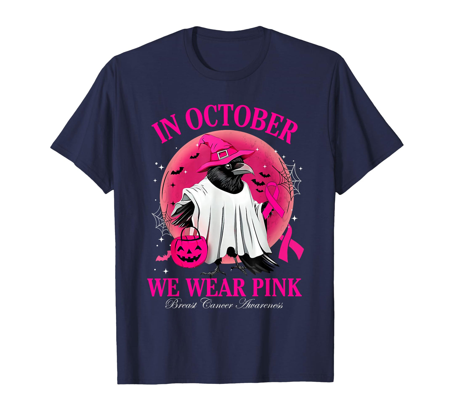 Black Crow in October We Wear Pink Breast Cancer Awareness T-Shirt