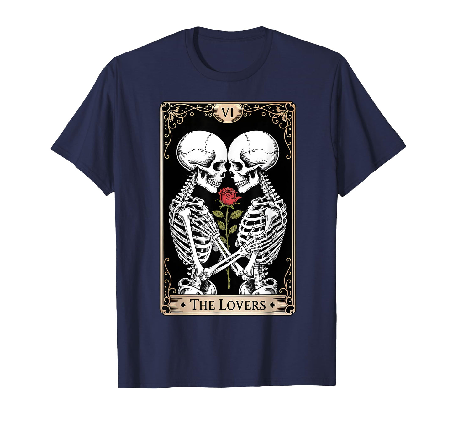 Tarot Card The Lovers Skeleton Goth Halloween Witch T-Shirt