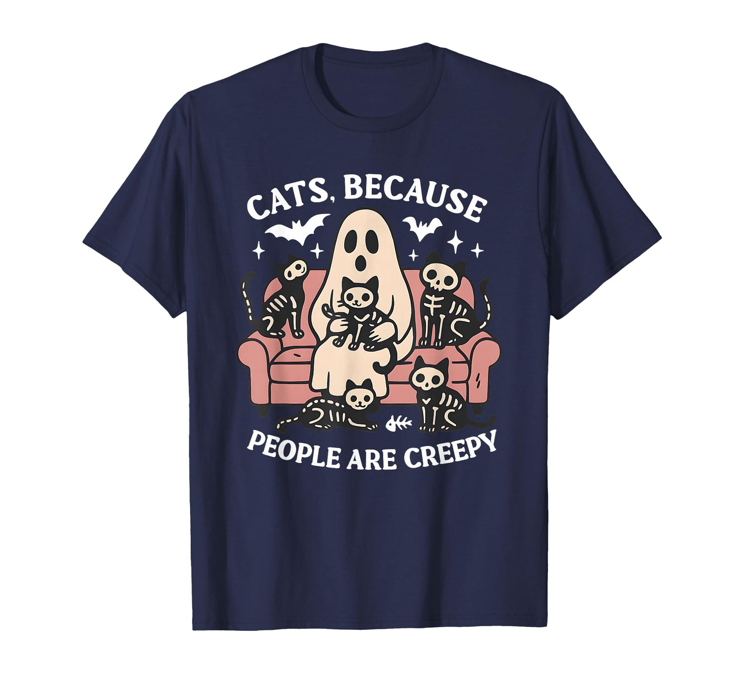 Cats Because People are Creepy, Skeleton Cat Graphic Tee T-Shirt