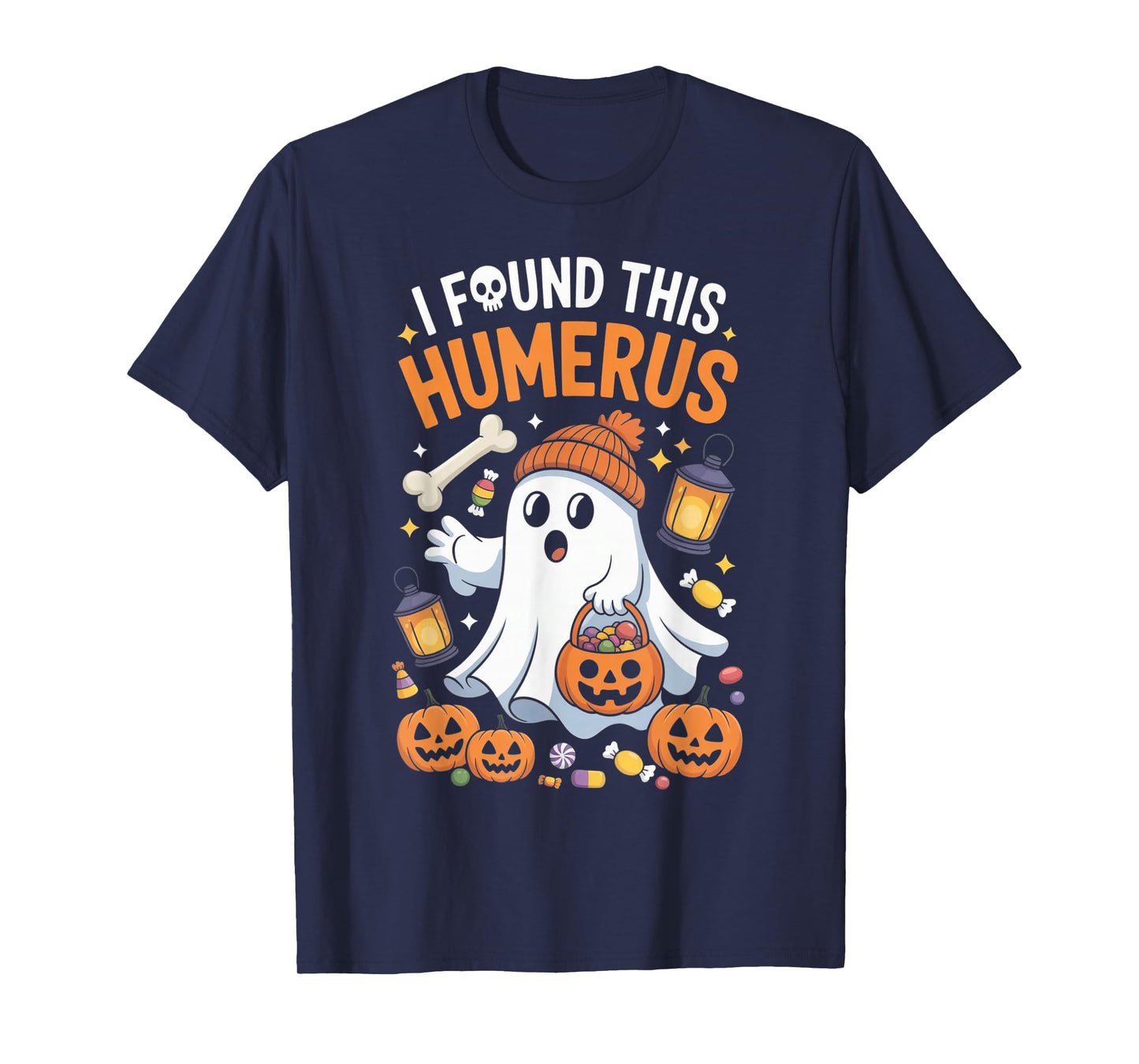 Ghost I Found This Humerus Halloween Skeleton Women Gifts T-Shirt