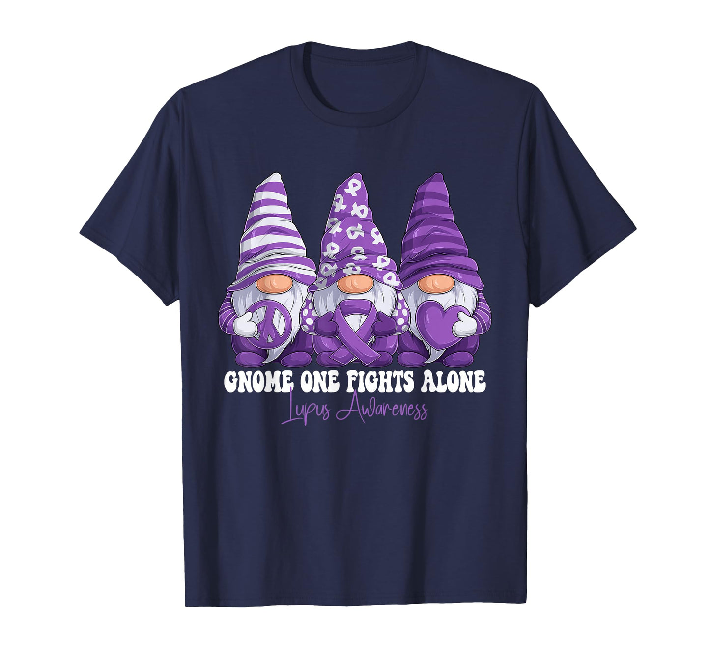 Lupus Awareness Month Purple Ribbon Gnomies Support T-Shirt