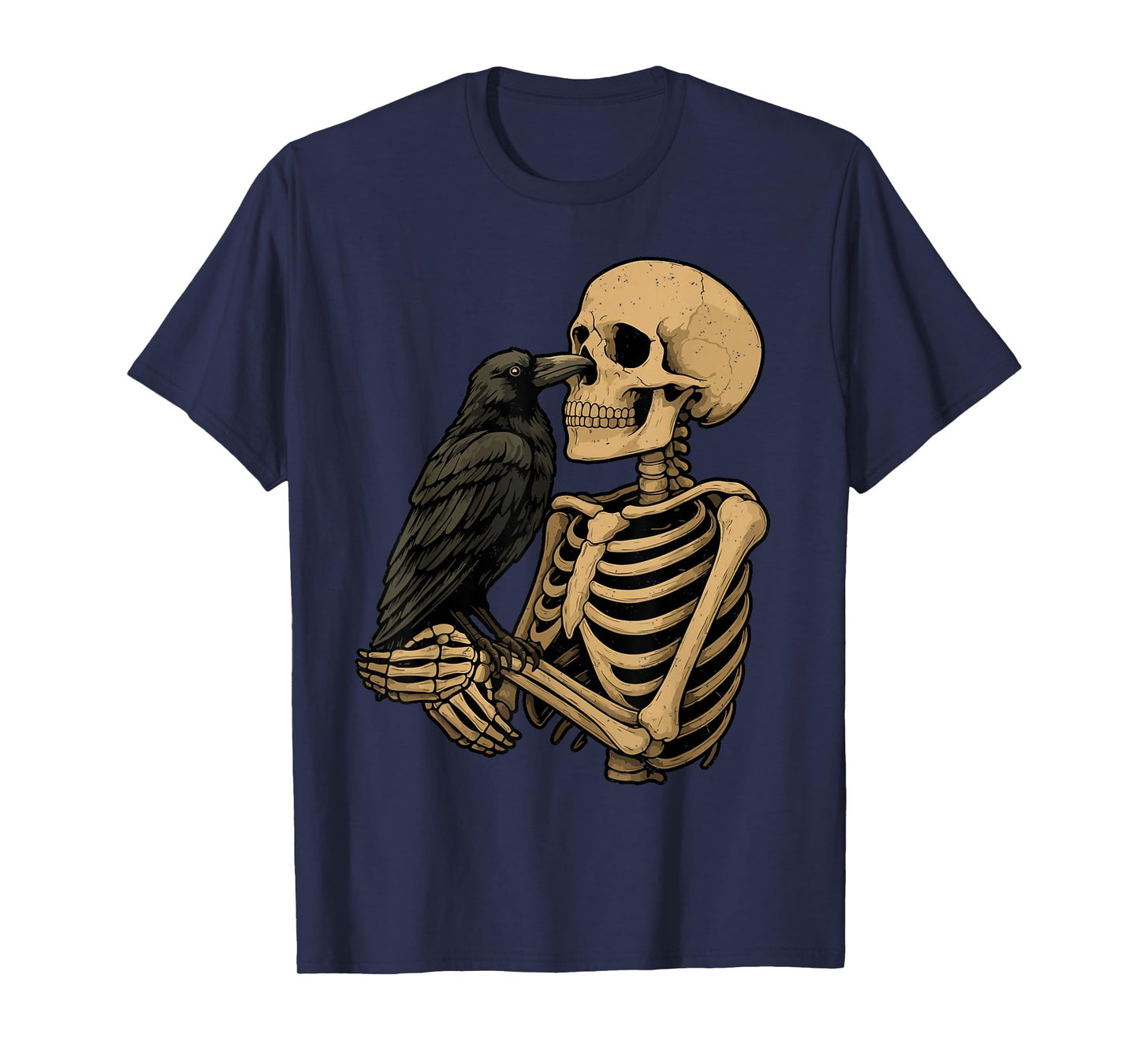 Skeleton Crow Halloween Bones Skull Gothic Spooky Season T-Shirt