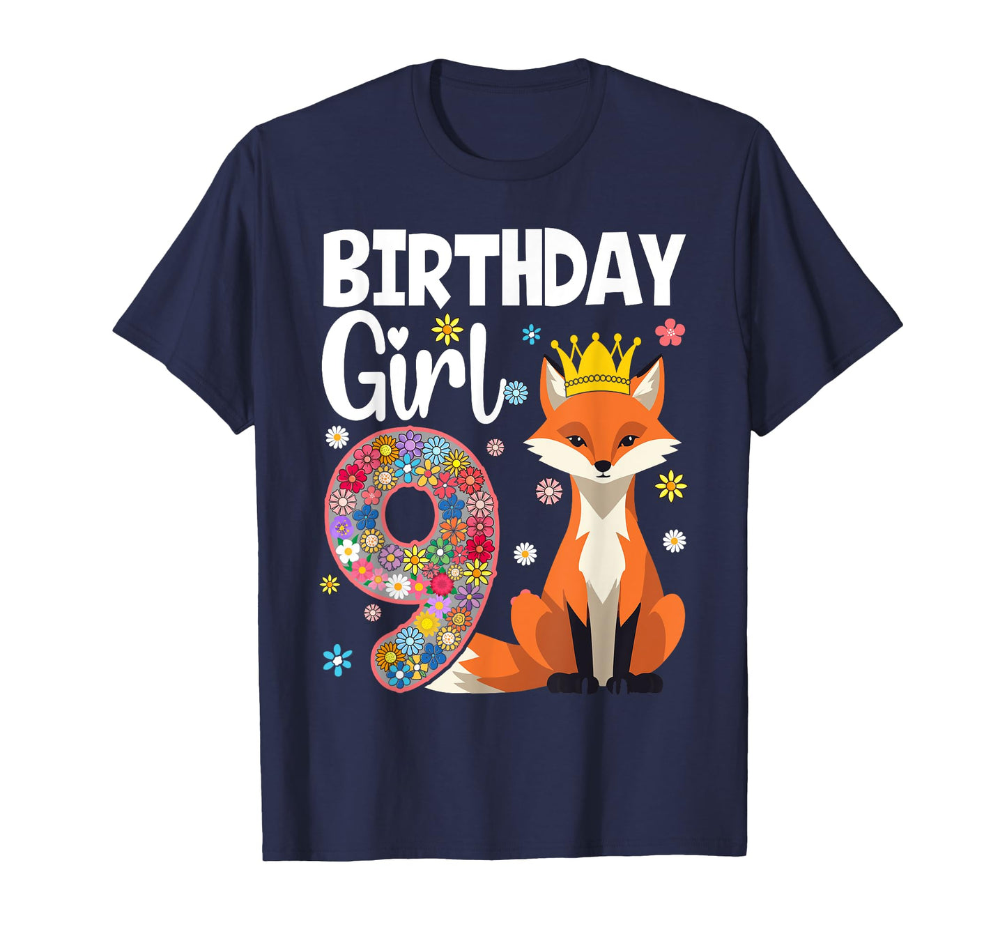 Fox Animal Lovers 9th Birthday Girl Fox B-day 9 year old T-Shirt