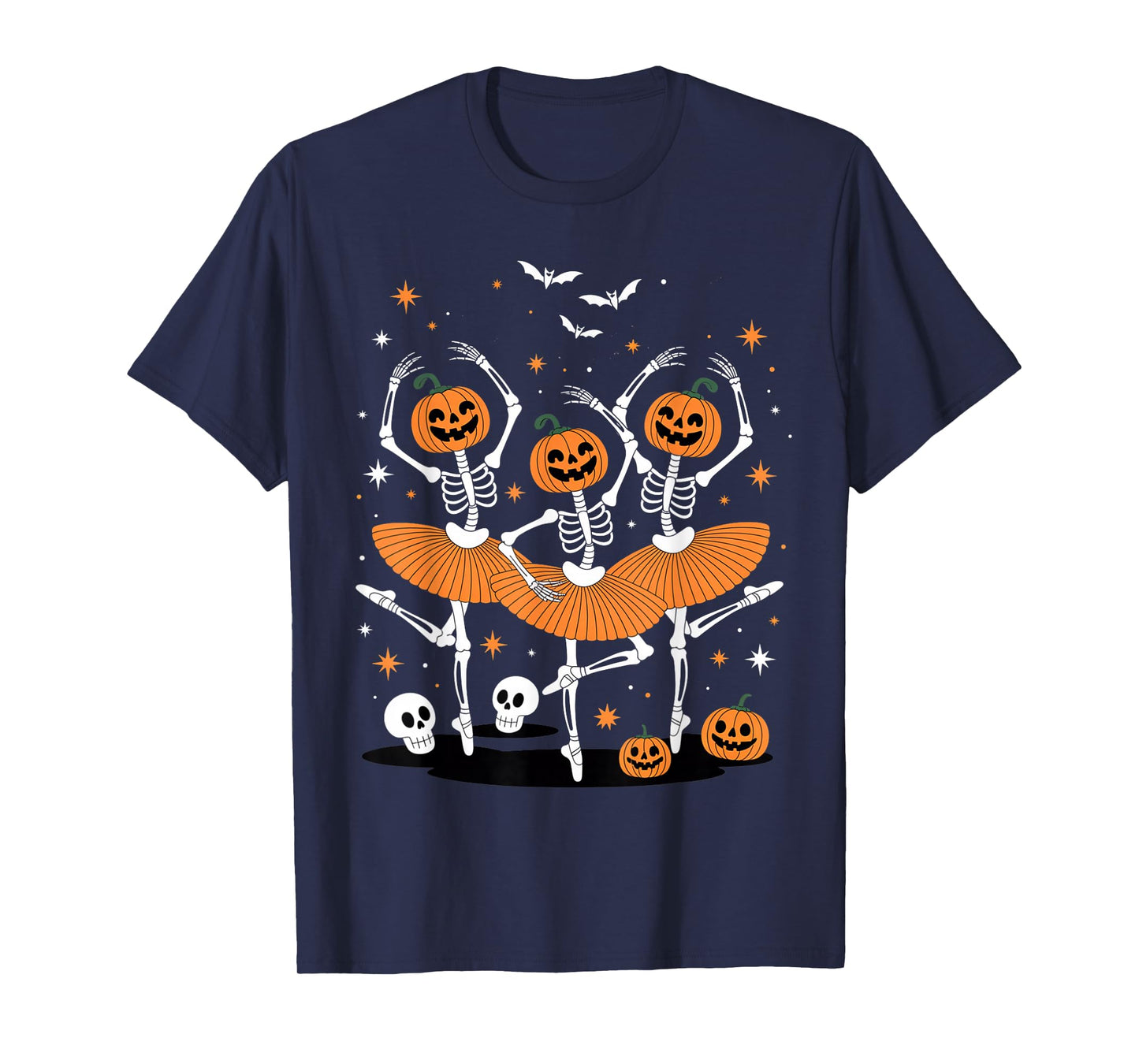 Skeleton Ballerina Ballet Dance Halloween Women Girl T-Shirt