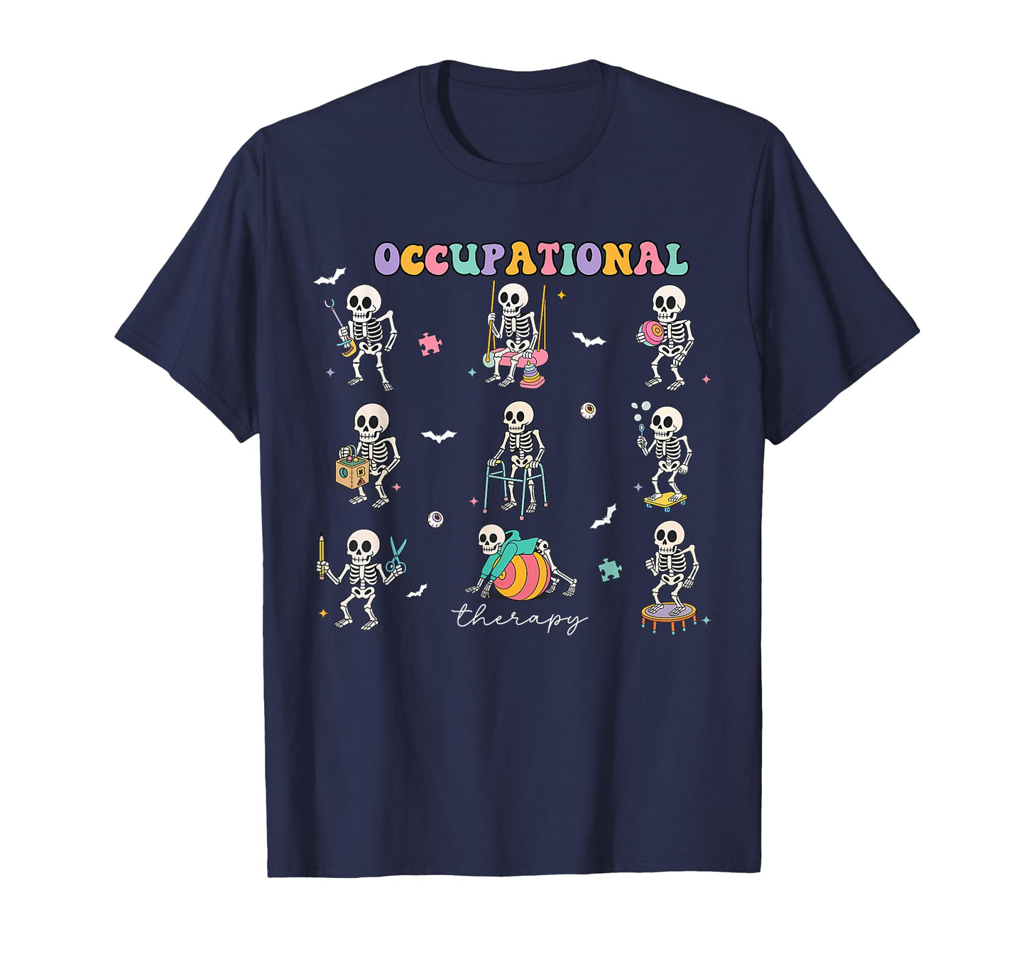 OT Occupational Therapy Therapist Halloween Spooky Skeleton T-Shirt