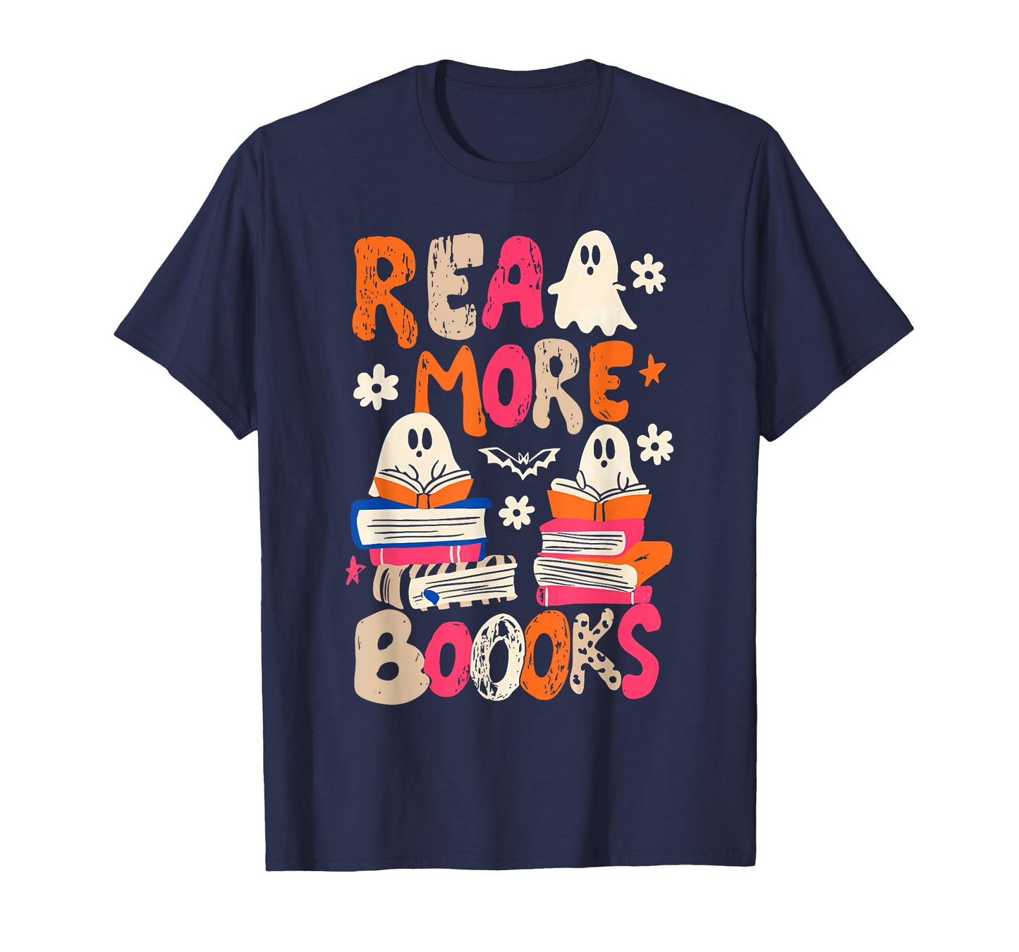 Halloween Book Lover Ghost Boo Pun Read More Boooks T-Shirt