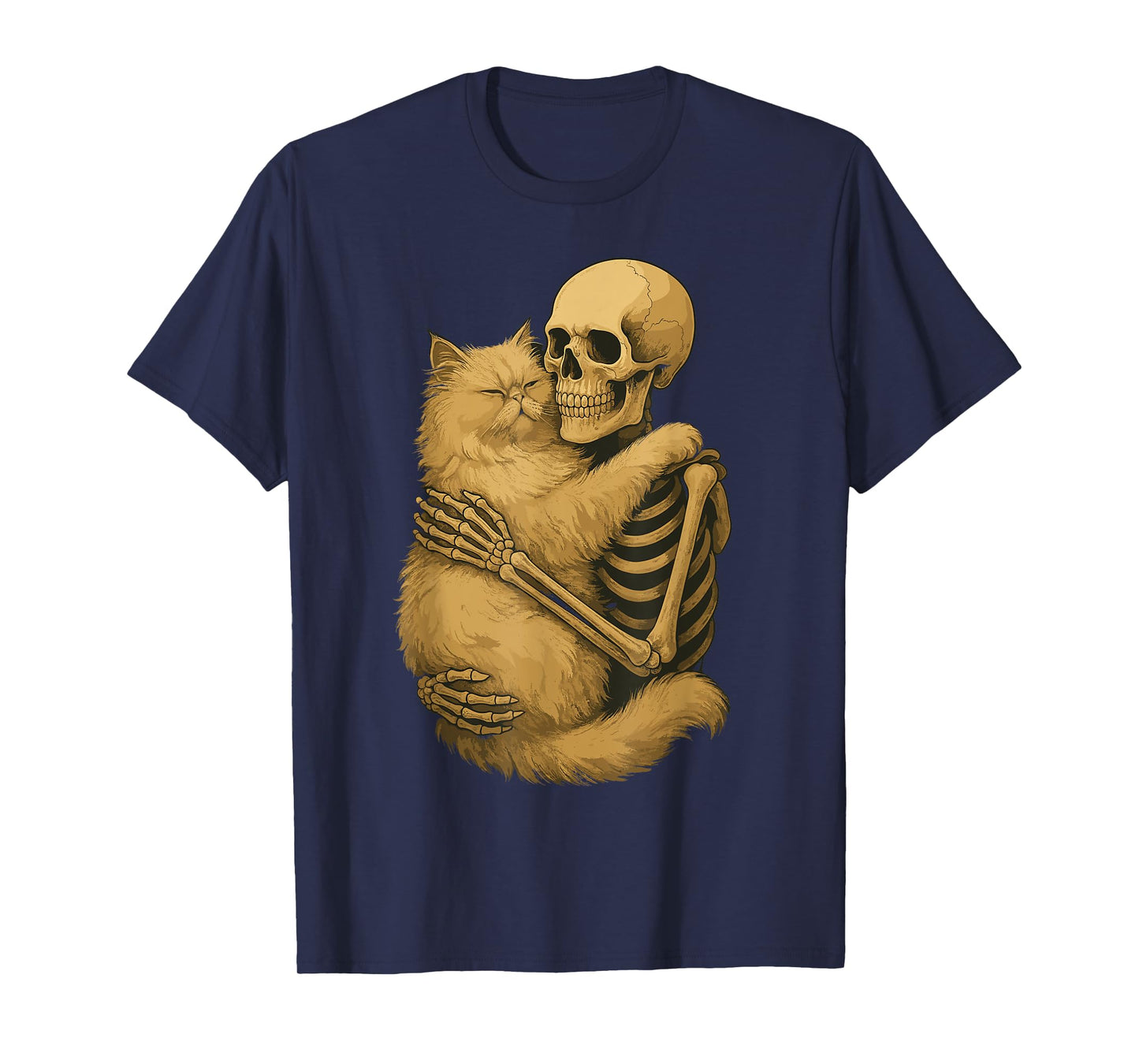 Skeleton Hugging Persian Cat T-Shirt
