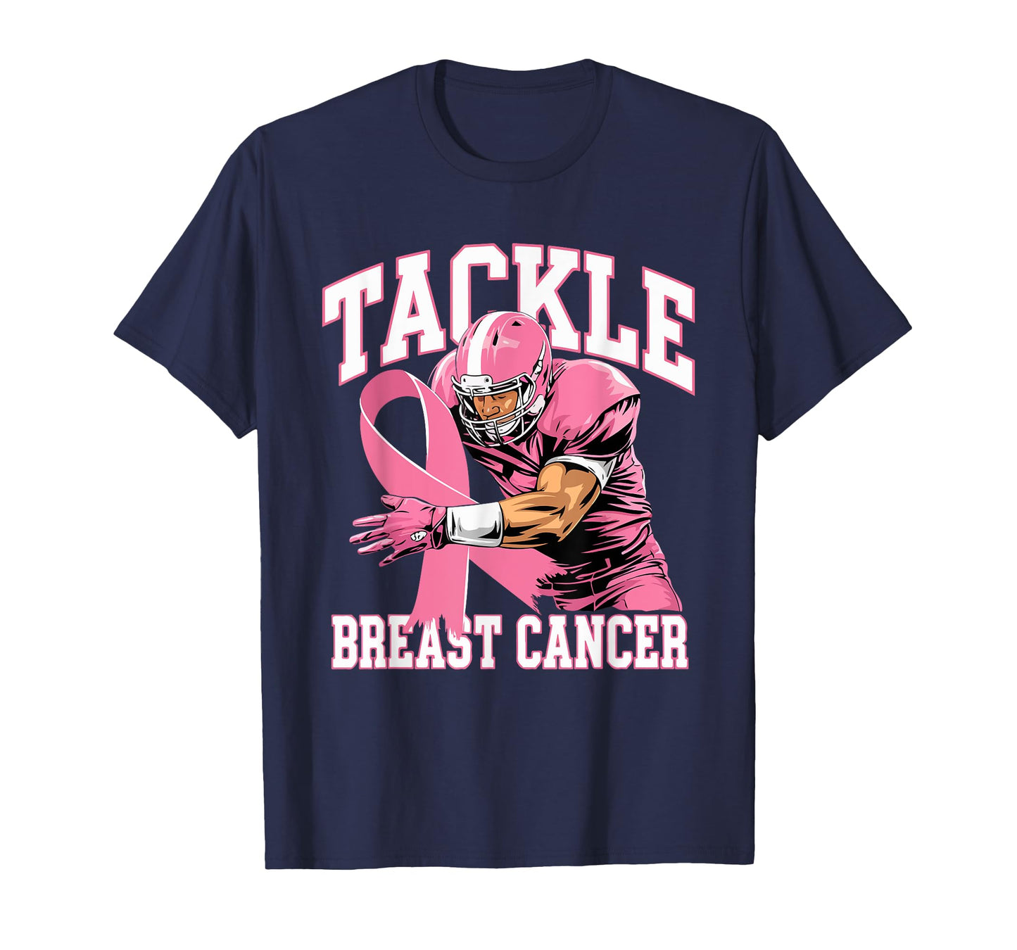 Tackle Breast Cancer Pink Ribbon American Fantasy Football T-Shirt