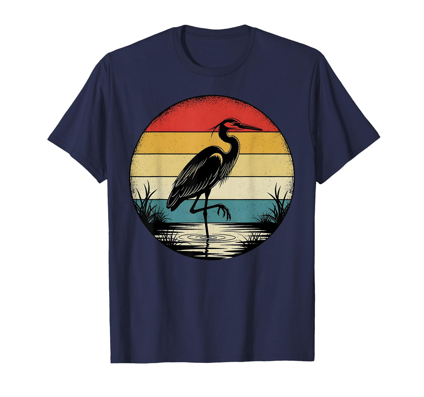 Retro Blue Heron Birdwatching T-Shirt