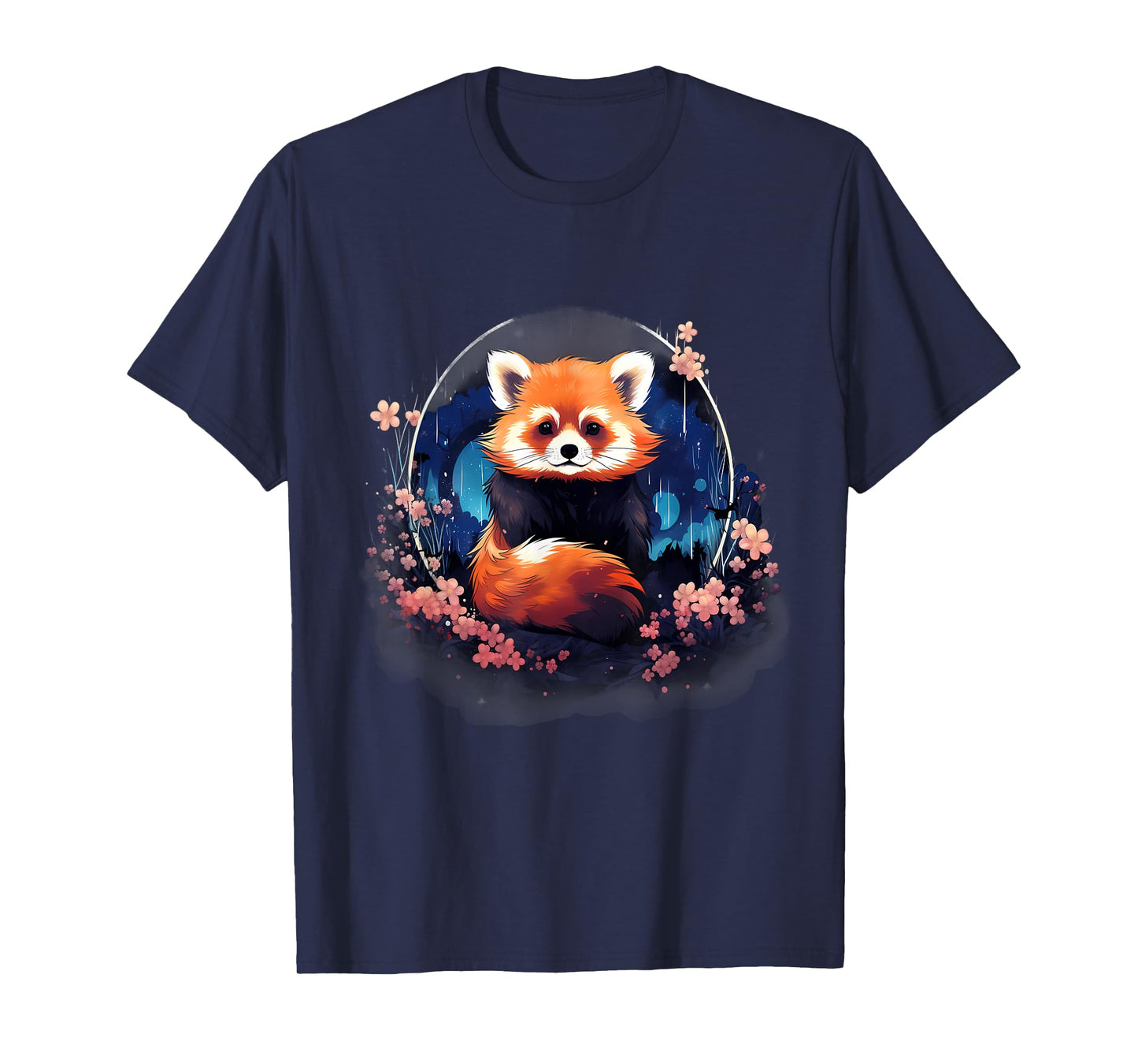 Red Panda Wildlife Nature Artwork Floral Animal Lovers T-Shirt