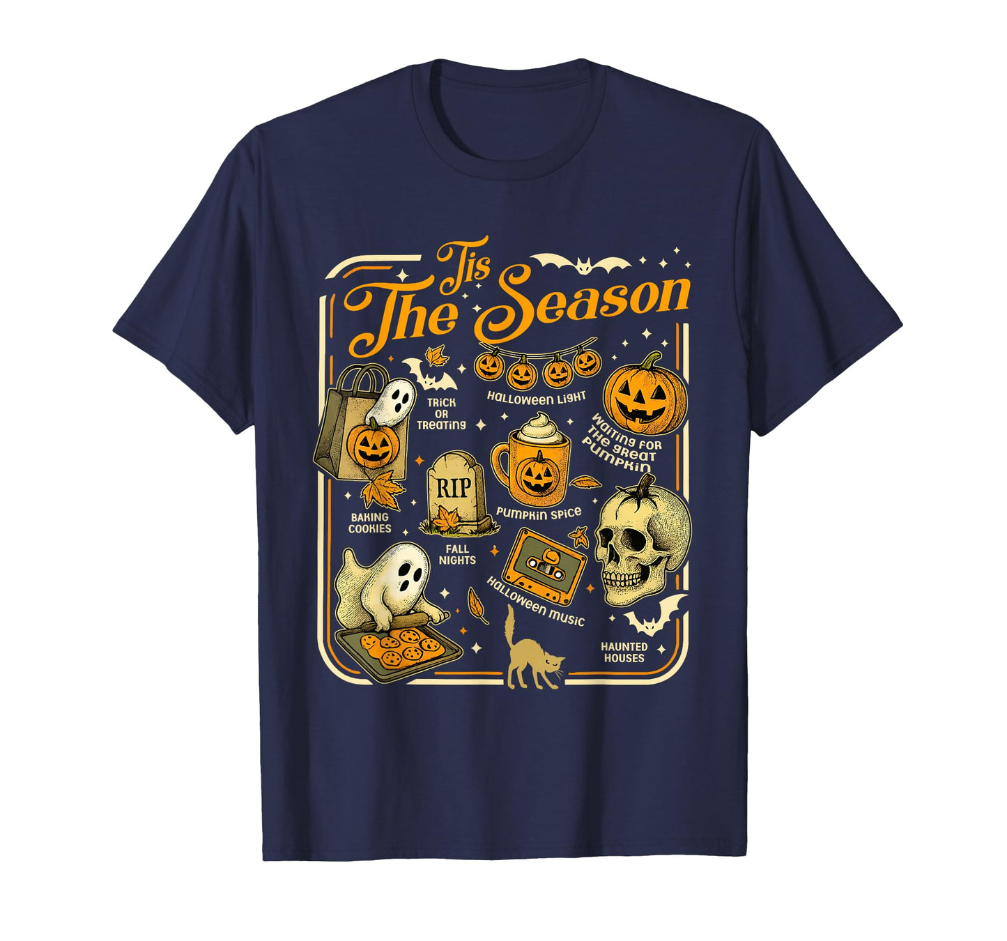 Retro Ghost and Skeleton Friends Fun Vintage T-Shirt