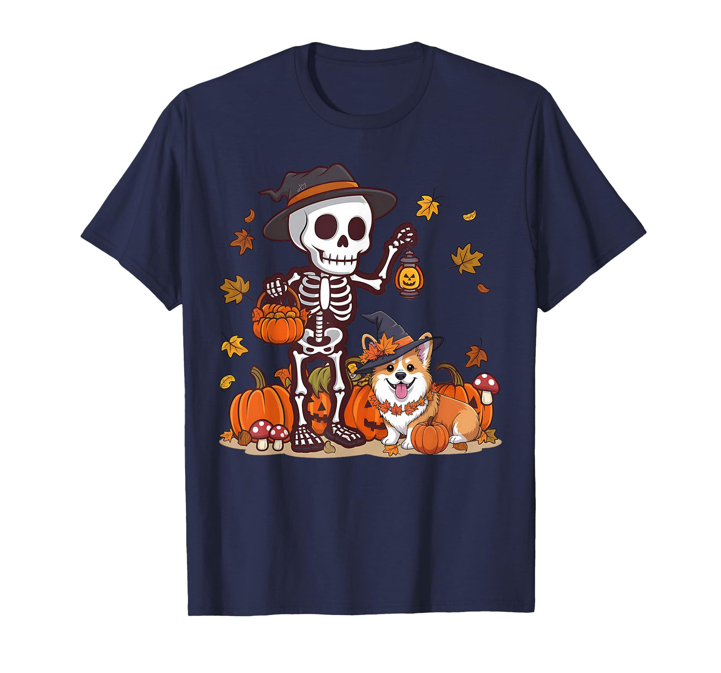 Funny Corgi Skeleton Spooky Dog Lover Halloween T-Shirt