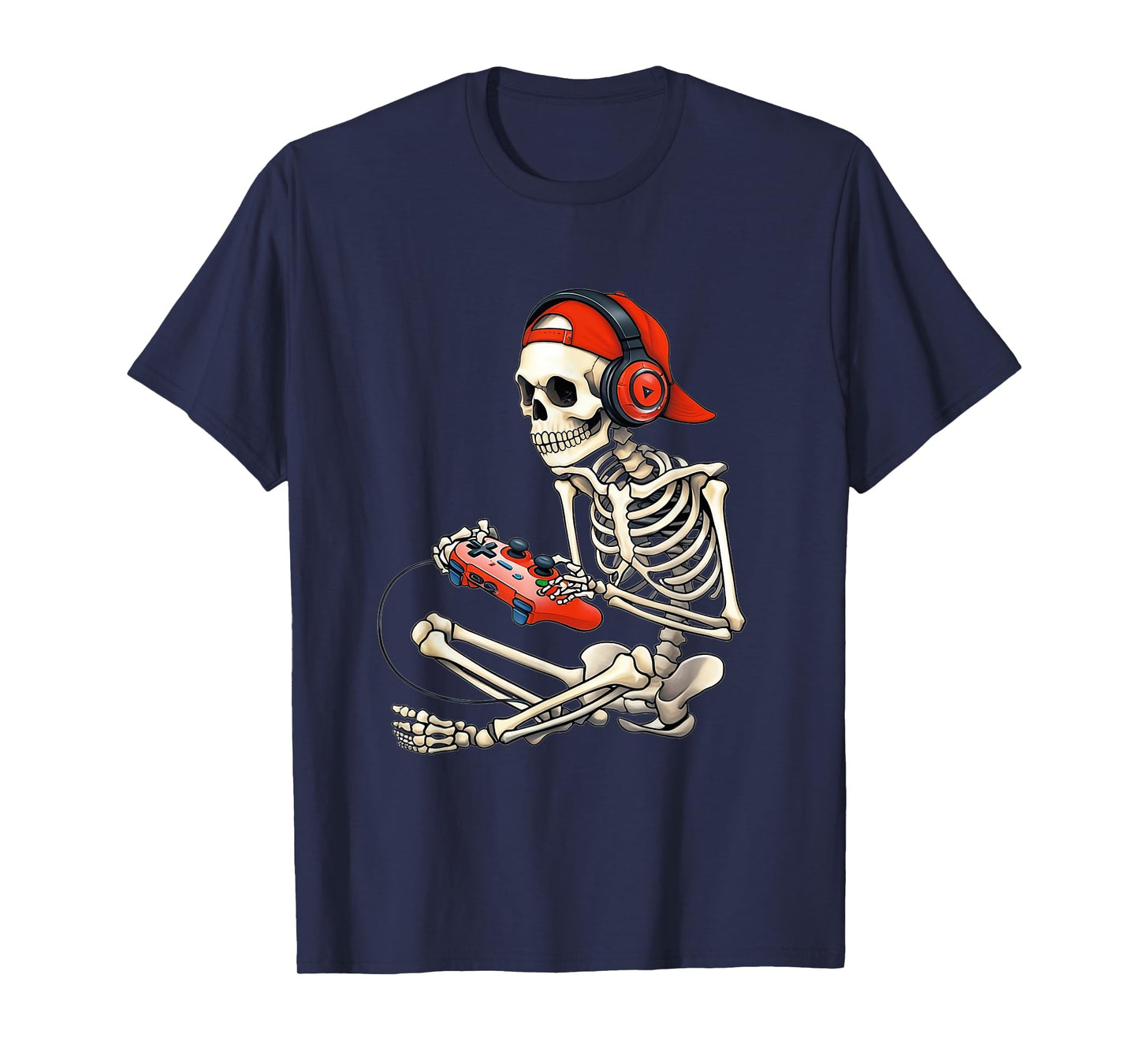 Halloween Boys Kids Gamer Mens Skeleton Video Gaming T-Shirt