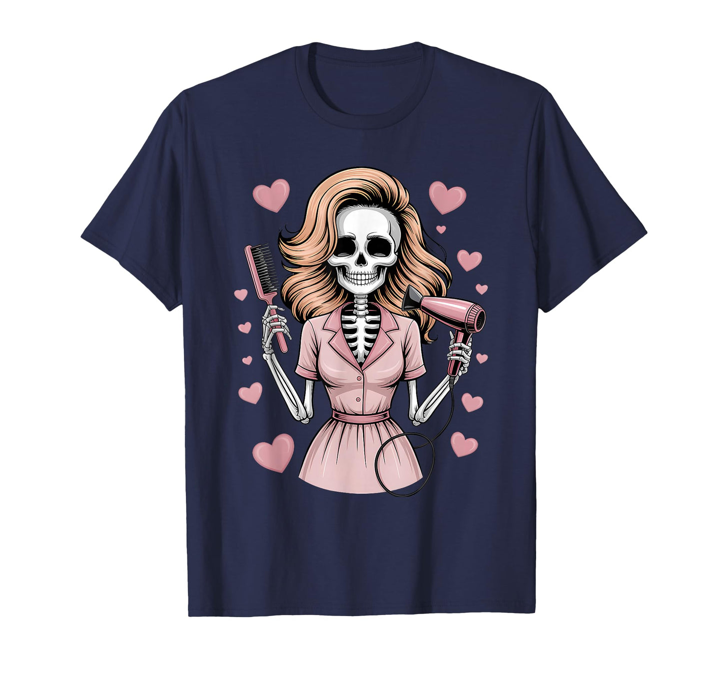 Funny Halloween Skeleton Hairdresser Hairstylist Men Women T-Shirt
