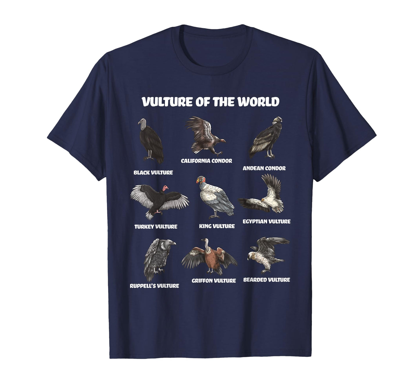 Vultures of the World Eductional Animal Bird T-Shirt