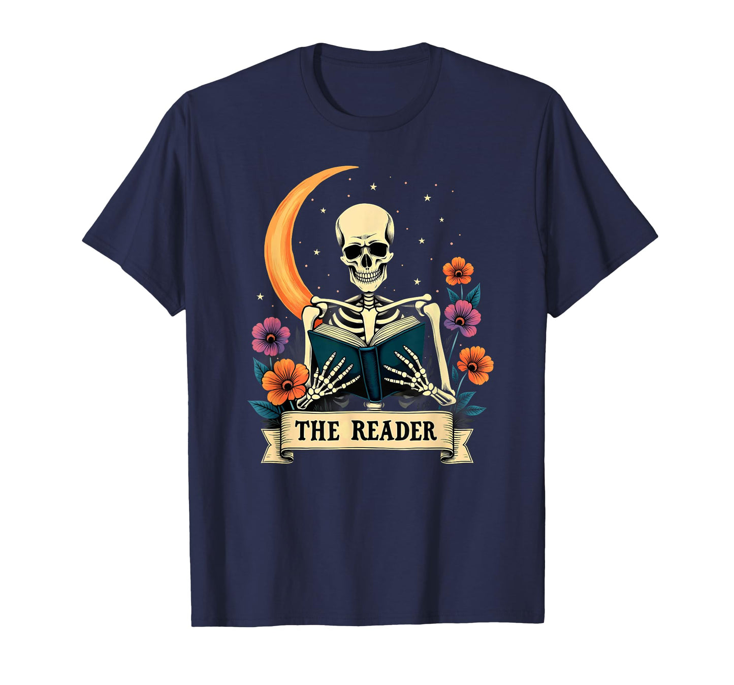 Tarot Card Skeleton Reading Book Librarian The Reader T-Shirt