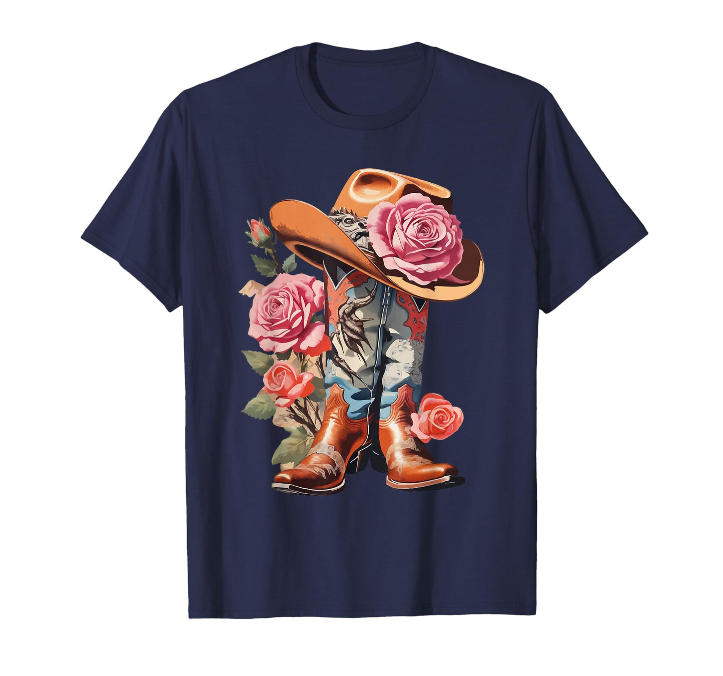 Cowgirl Boots Girl Pink Boot Hat Cowgirl T-Shirt