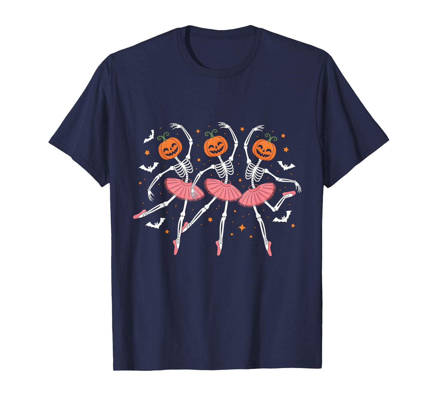 Ballet Pumpkin Skeleton Scary Halloween Men Women Boys Girl T-Shirt