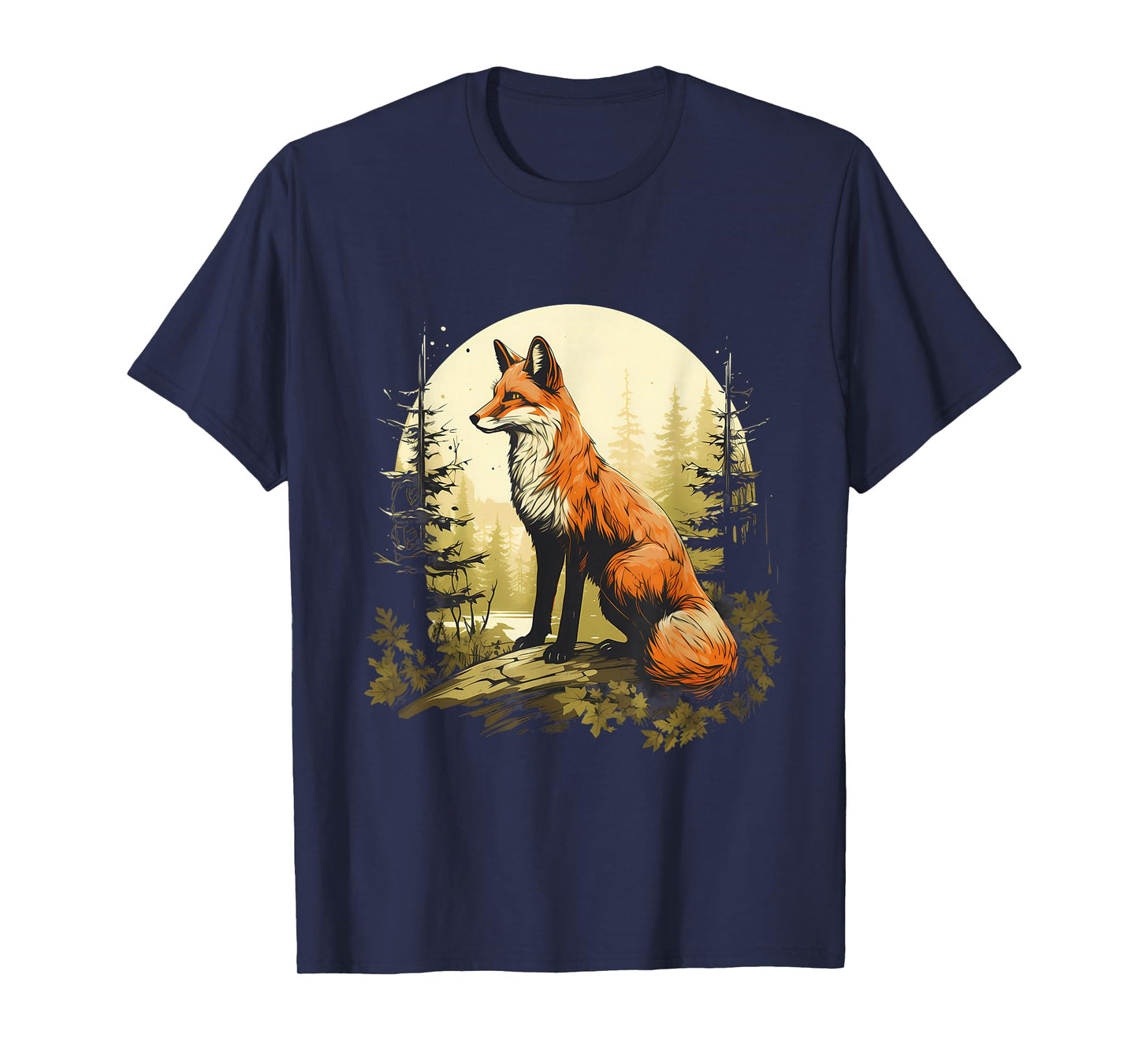 Fox Nature Forest Wildlife Motif Animal Lovers Landscape T-Shirt