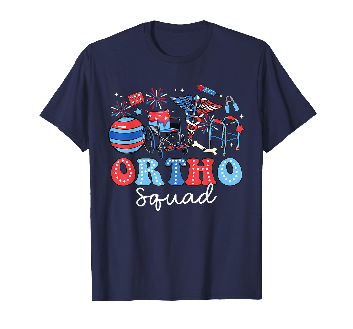 Groovy Ortho Squad USA Flag Ortho Nurse 4th Of July Women Men T-Shirt