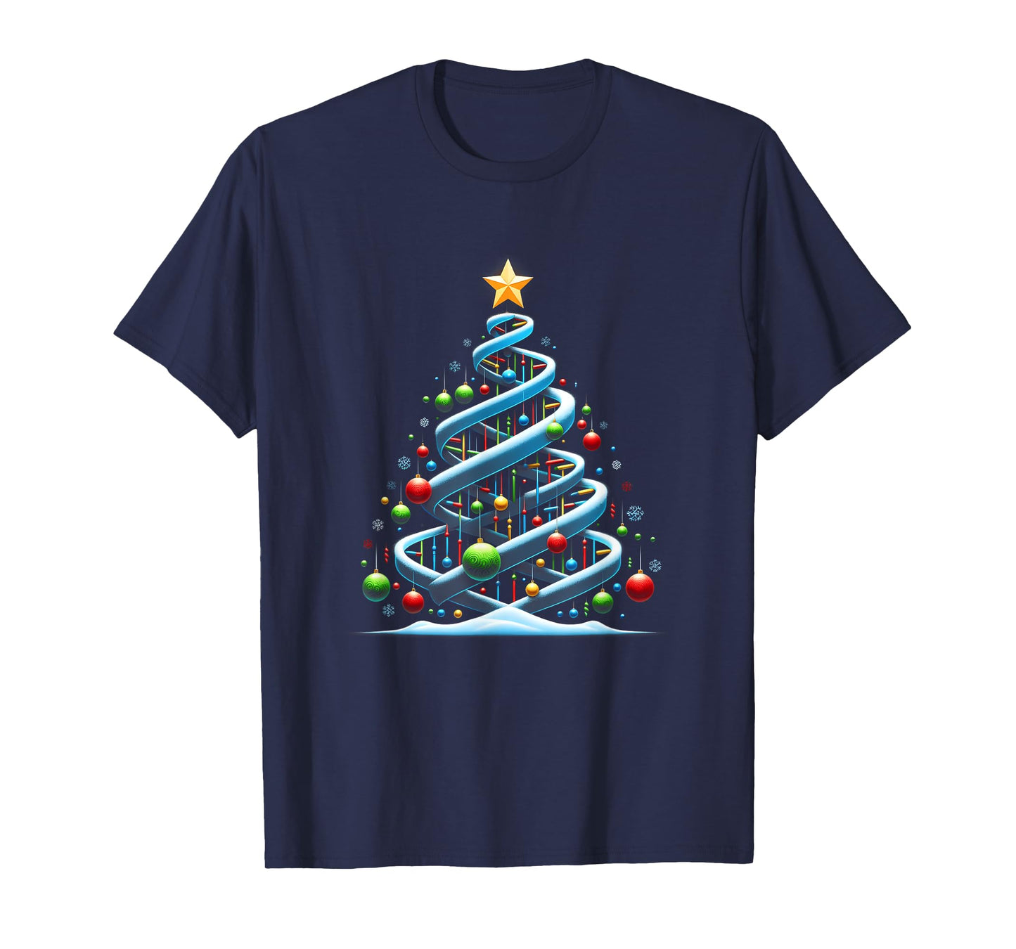 DNA Helix Christmas Tree Scientist Biology Science Teacher T-Shirt