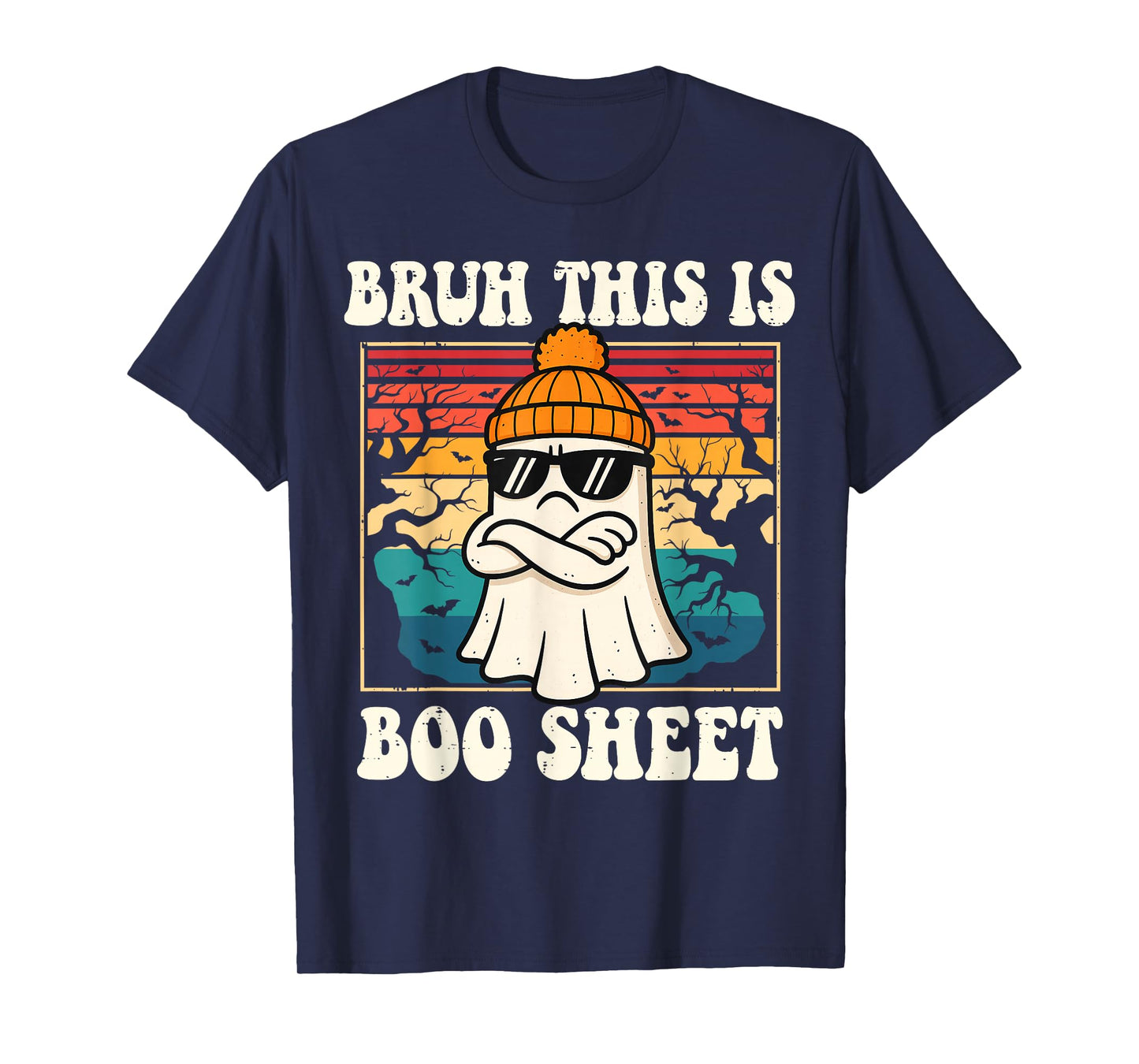 Bruh This is Boo Sheet Ghost Retro Funny Halloween Men Women T-Shirt