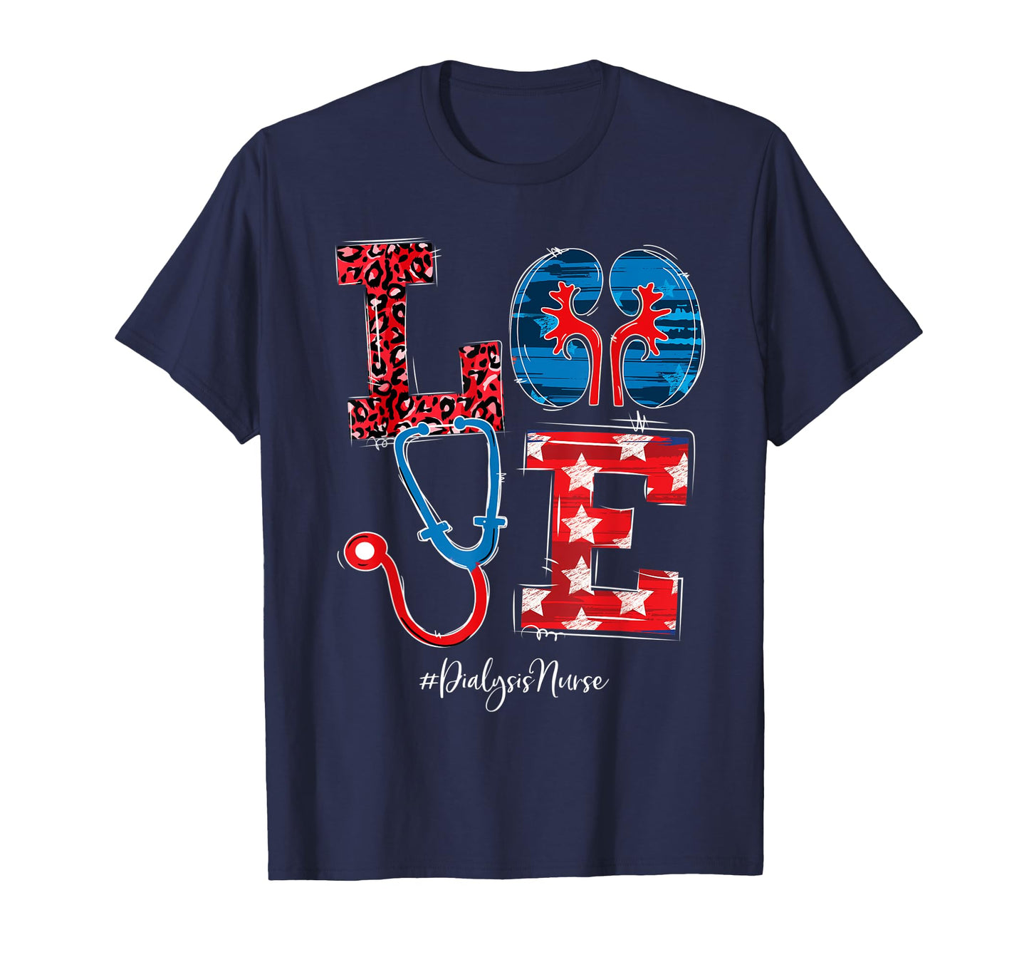 Love Dialysis Nurse Happy 4th Of July Independence Day T-Shirt for Women Men