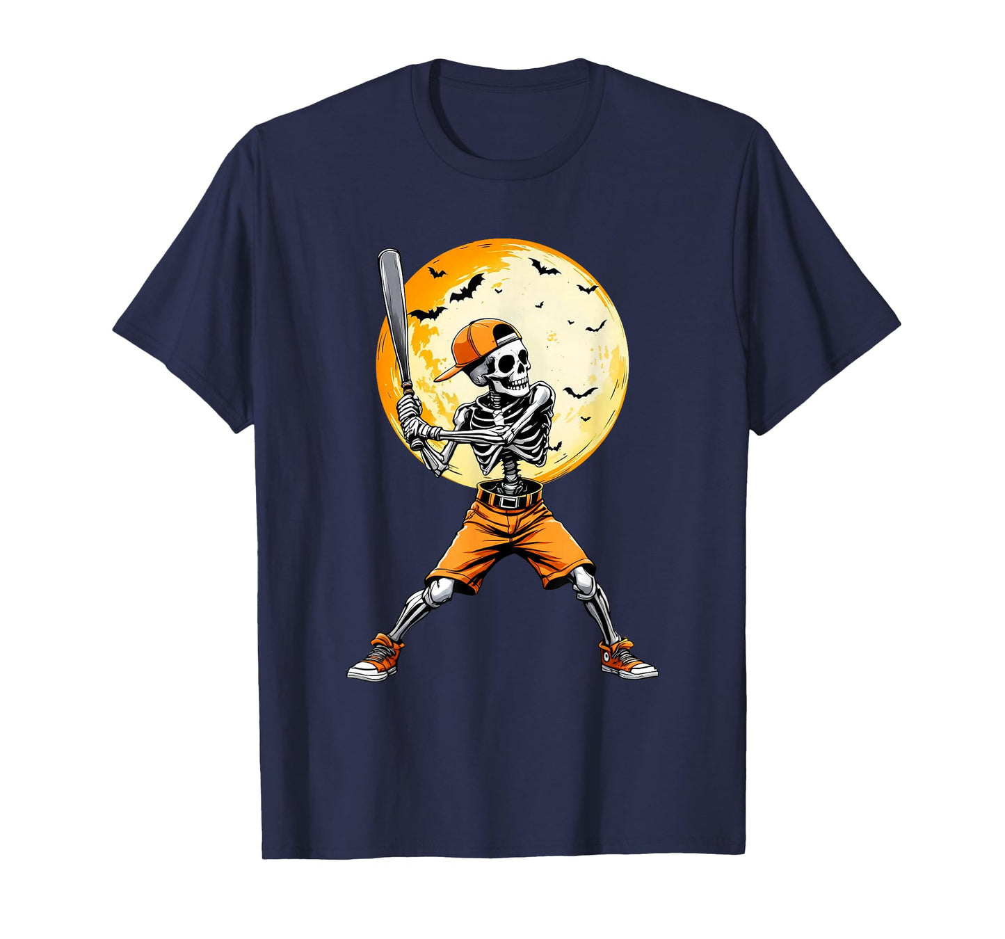 Funny Spooky Skeleton Baseball Tee | Boys & Kids Halloween T-Shirt