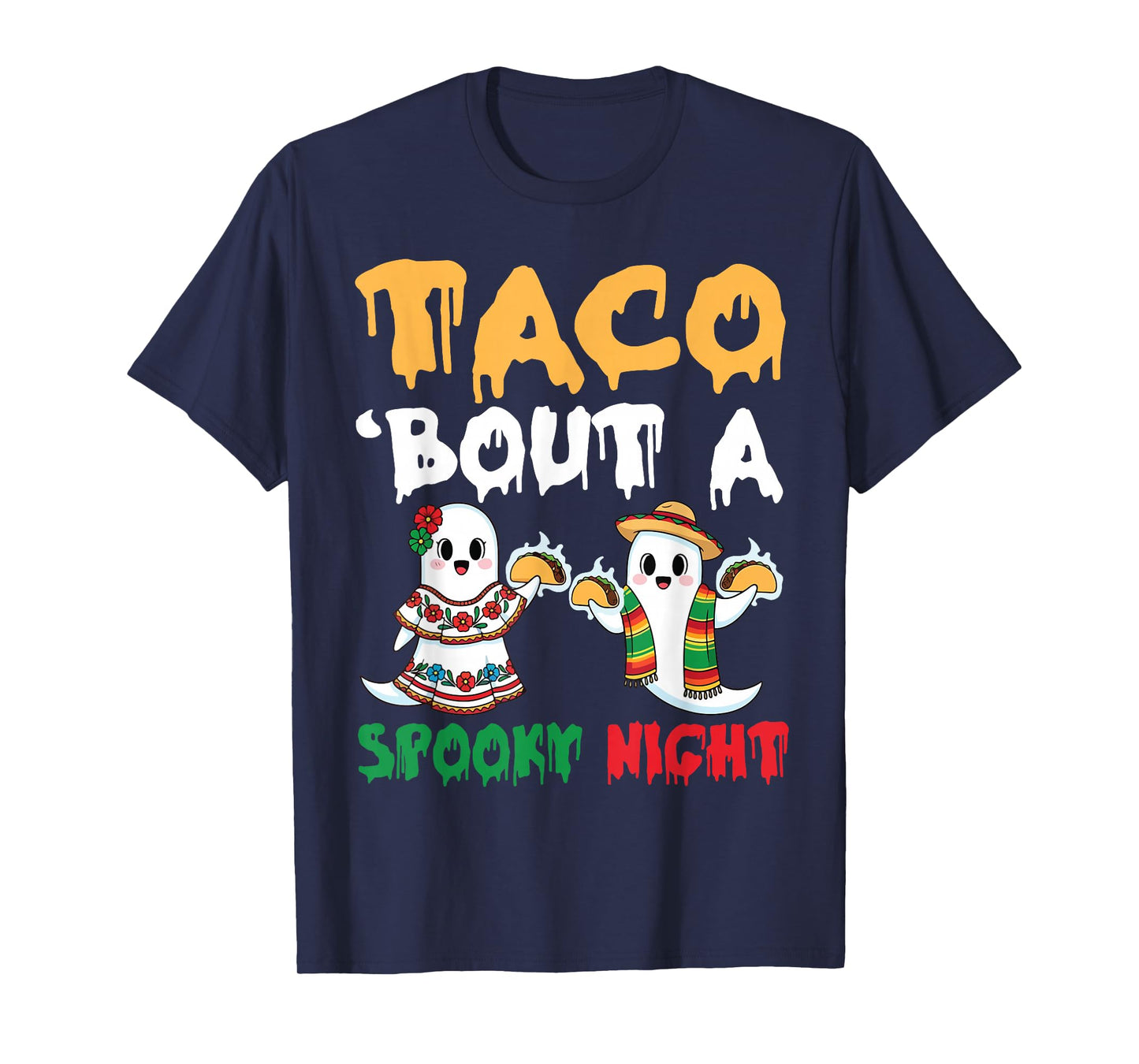 Cute Ghosts with Tacos Halloween Spooky Taco Bonita Night T-Shirt