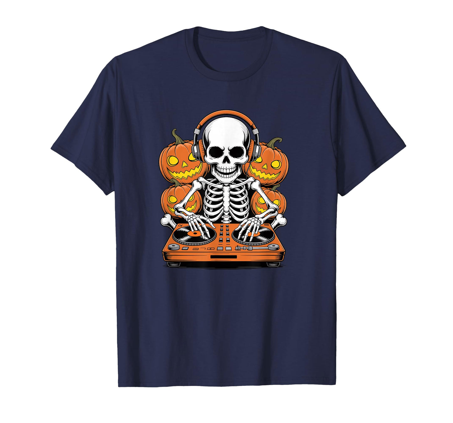 Halloween Skeleton DJ Music Disc Jockey T-Shirt