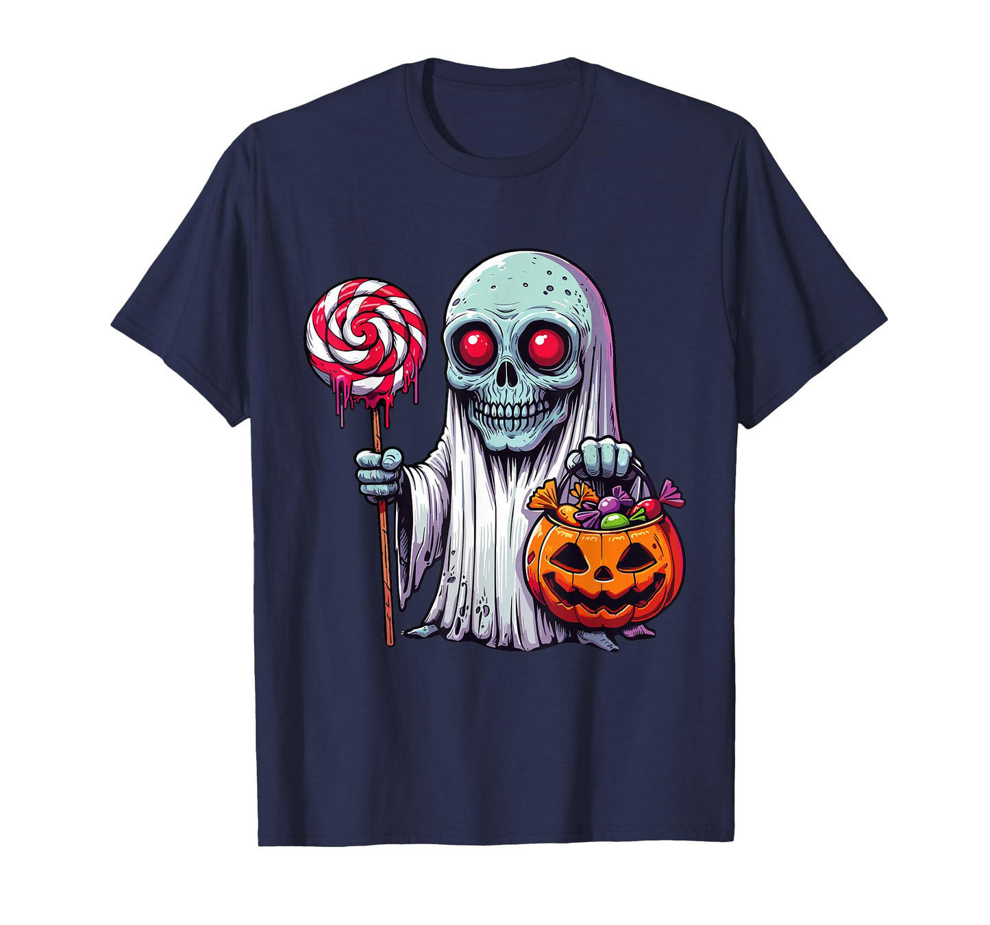 Scary Halloween Skeleton Ghost Spooky Candy Bag T-Shirt