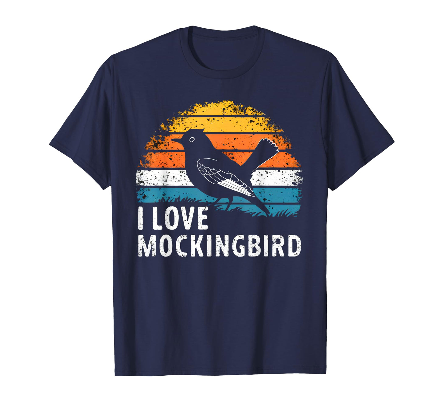 Mockingbird Bird Nature Lover Birding Vintage Sunset T-Shirt