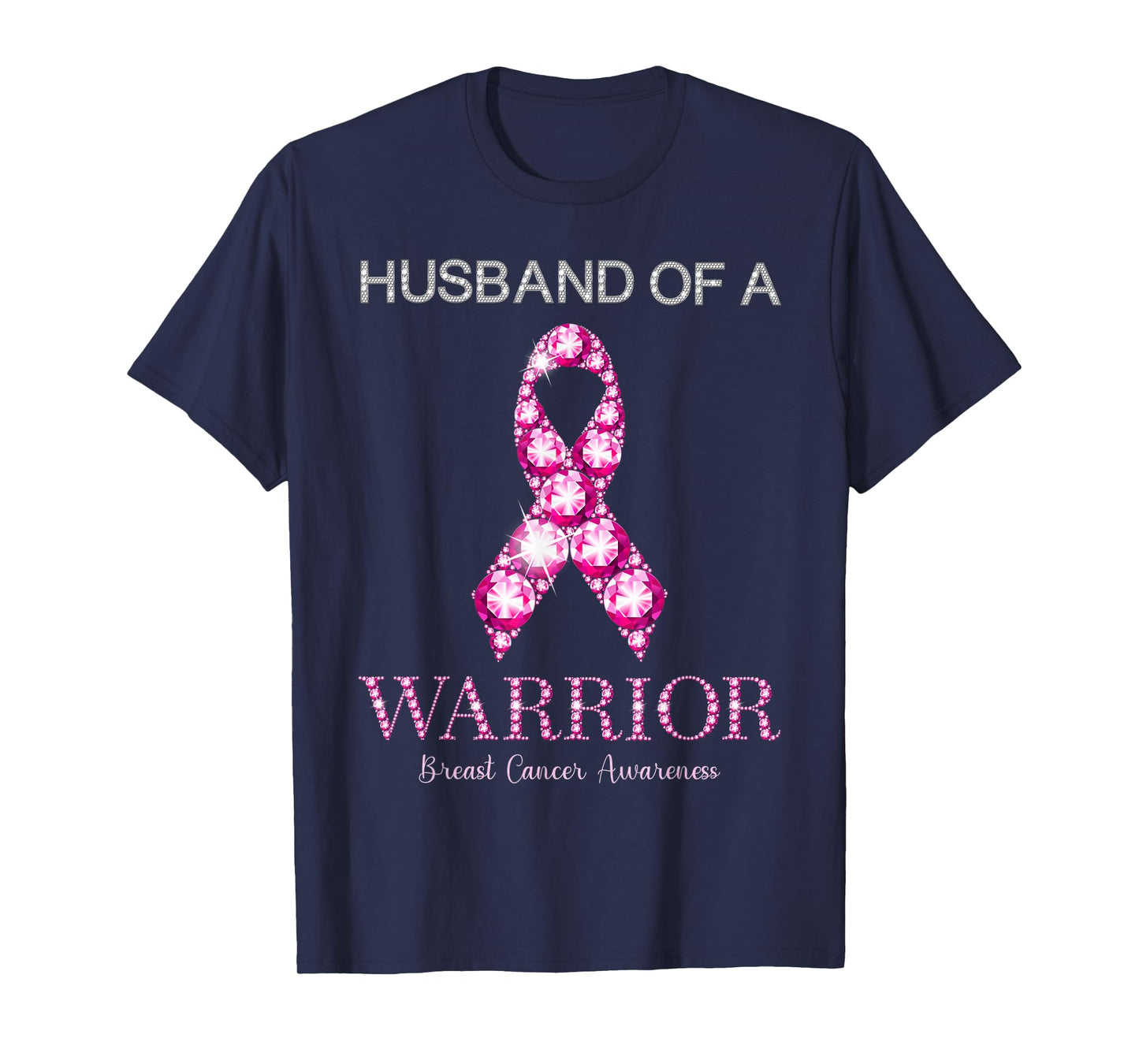 Husband Of A Warrior Breast Cancer Awareness Pink Ribbon T-Shirt