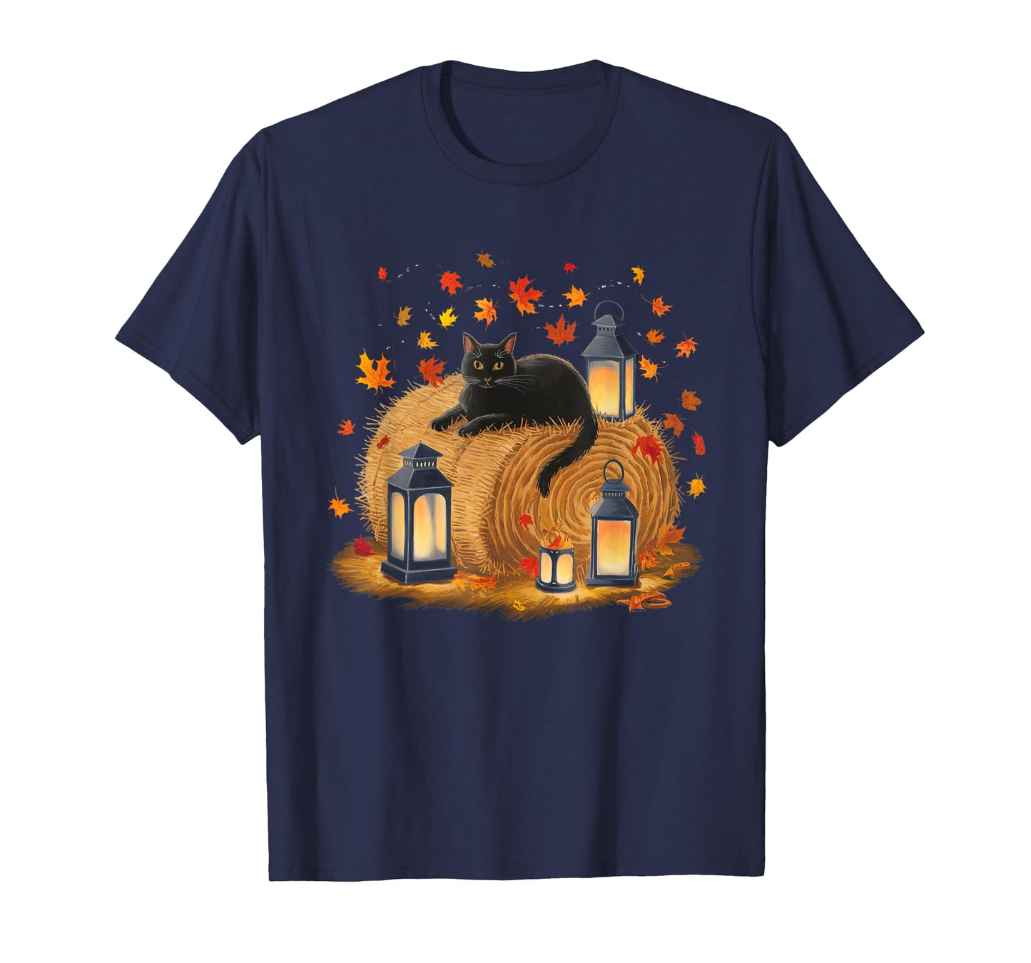 It's Fall YAll Cat Leaf Fall Tree Hello Autumn Halloween T-Shirt