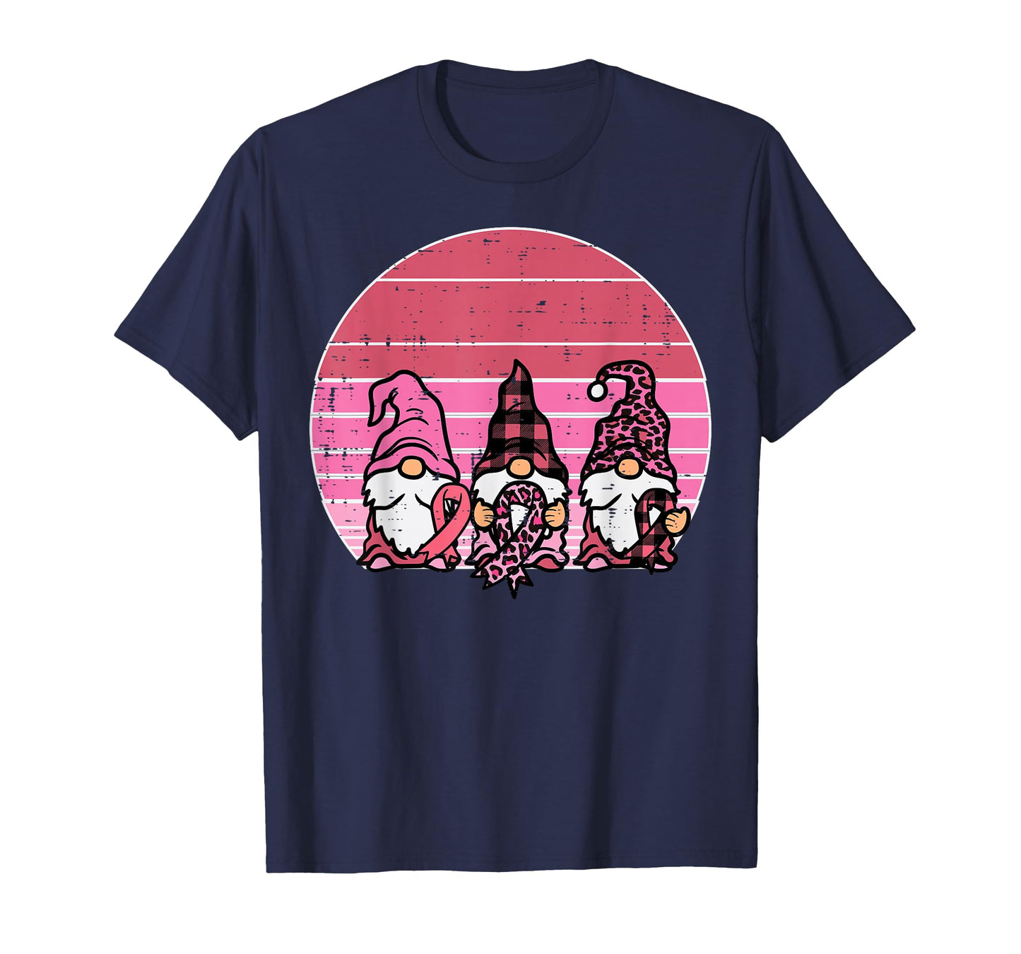 Pink Gnomes Support Retro Breast Cancer Awareness Women T-Shirt