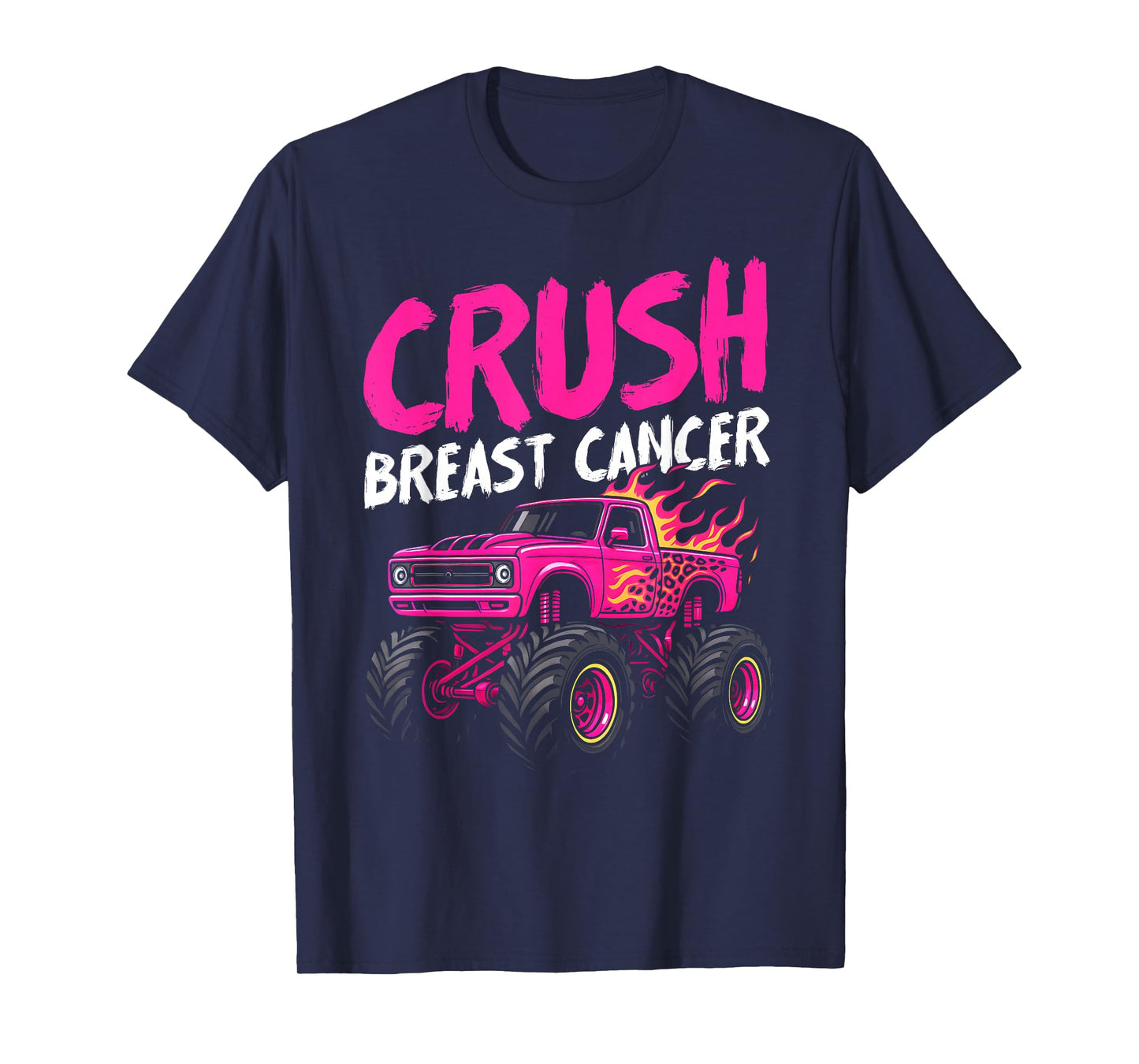 Crush Breast Cancer Awareness Monster Truck Toddler Boy Kids T-Shirt