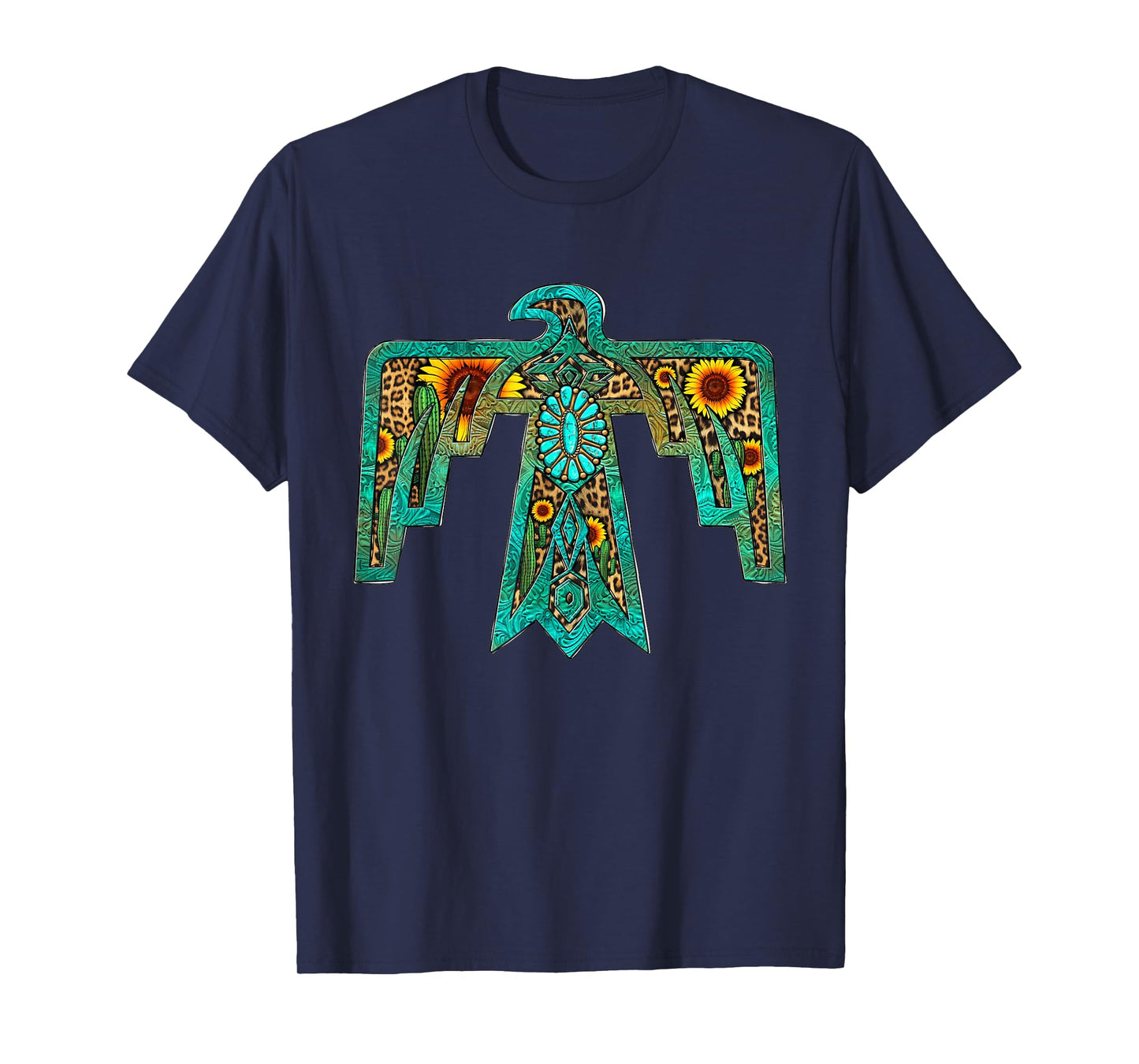 Western Southern Native American Thunderbird Sunflowers T-Shirt